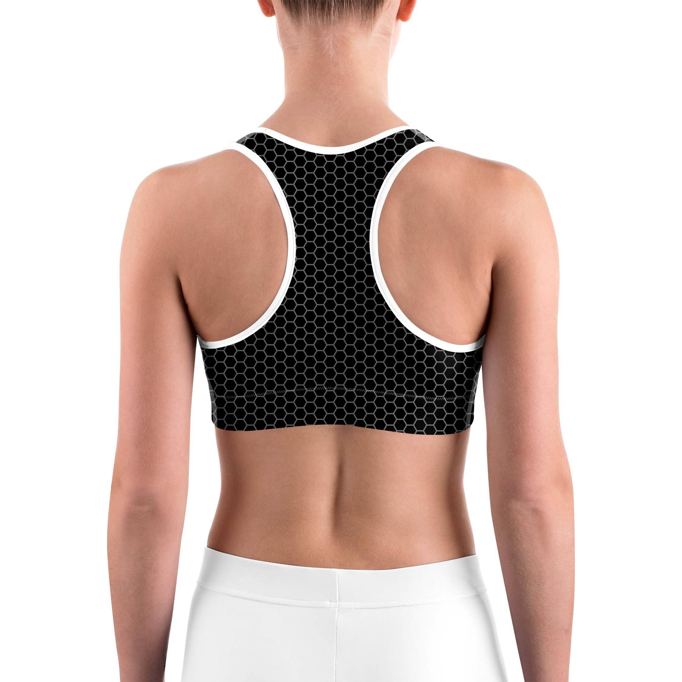 Black & White Honeycomb Sports bra - GearBunch Leggings / Yoga Pants