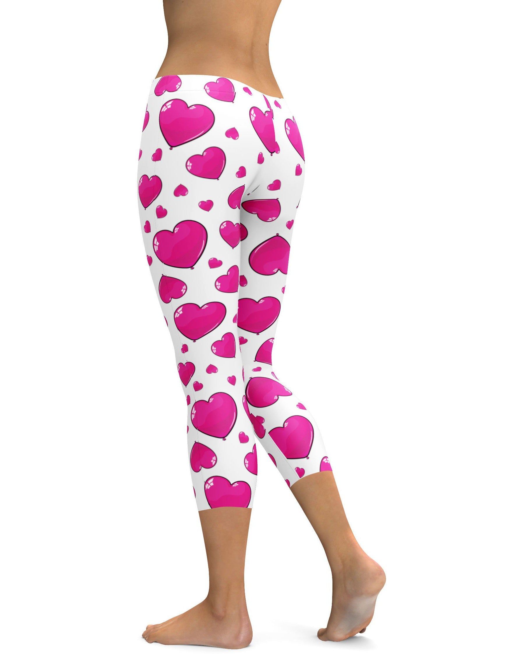 Pink Heart Shaped Balloon Capris - Gearbunch