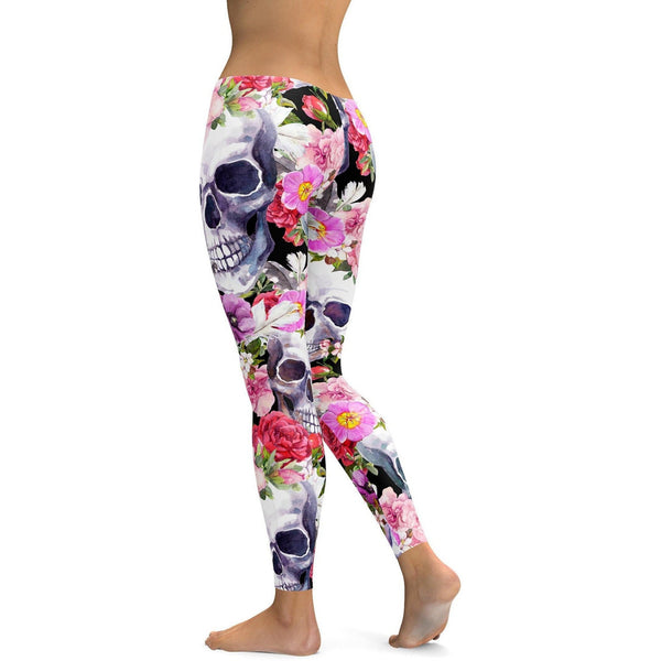 Spring Skull Flowers Leggings