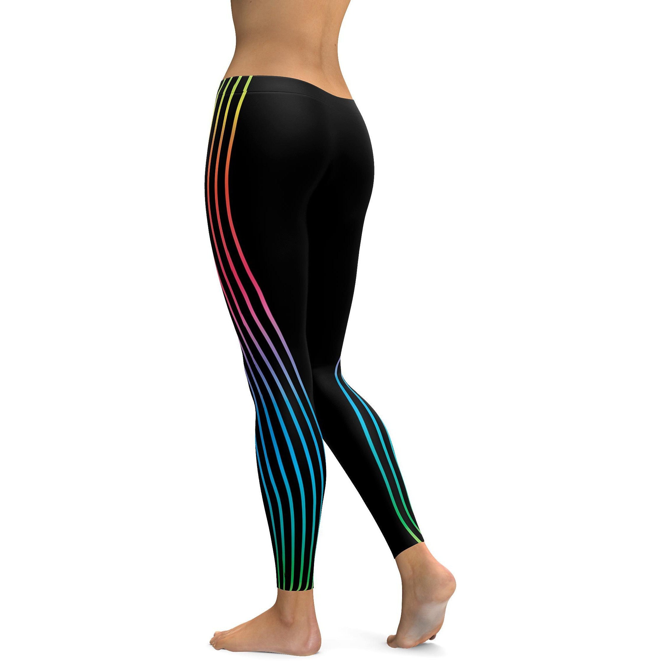 Vertical Neon Stripes Leggings - GearBunch Leggings / Yoga Pants