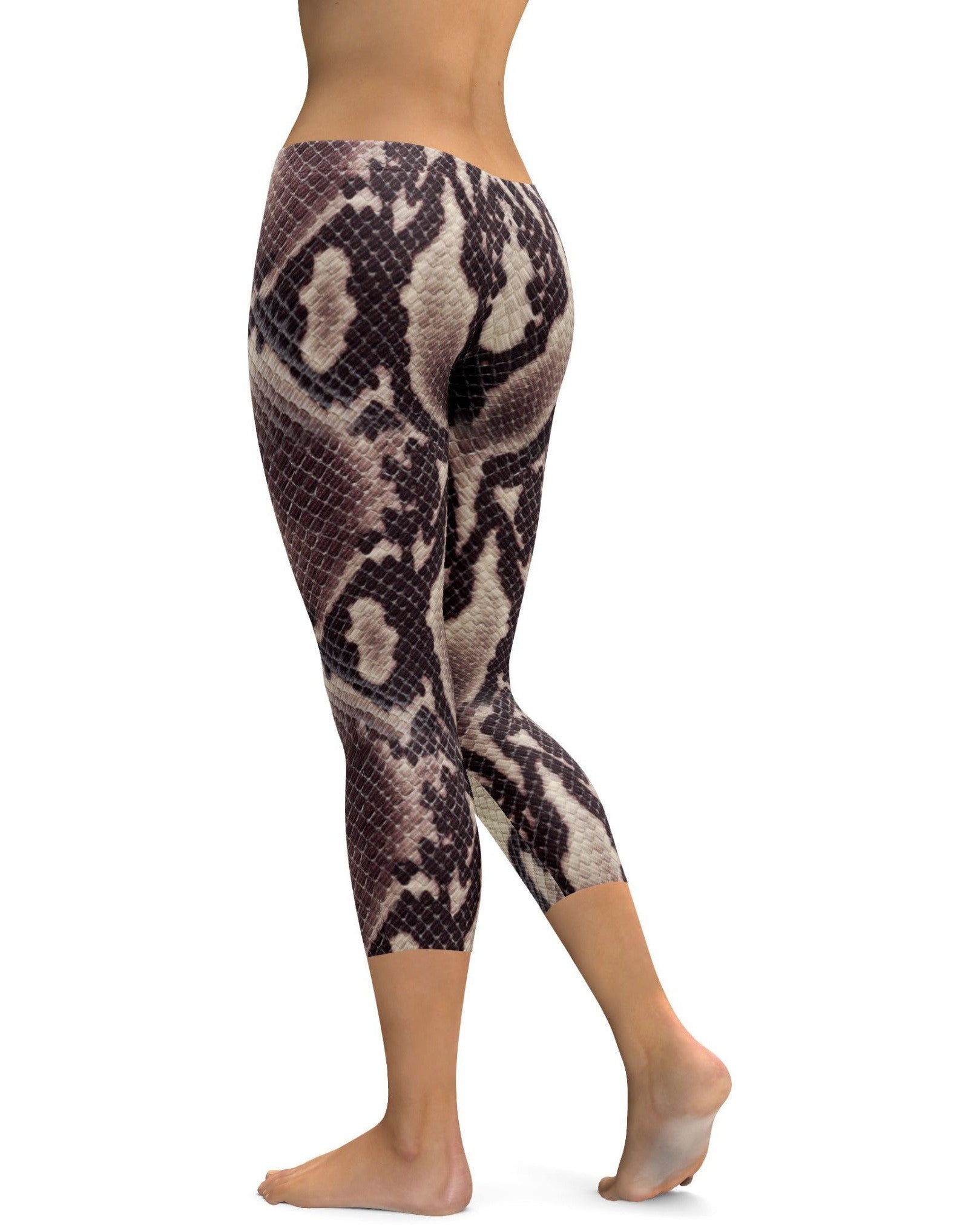 Anaconda Snake Skin Capris - GearBunch Leggings / Yoga Pants