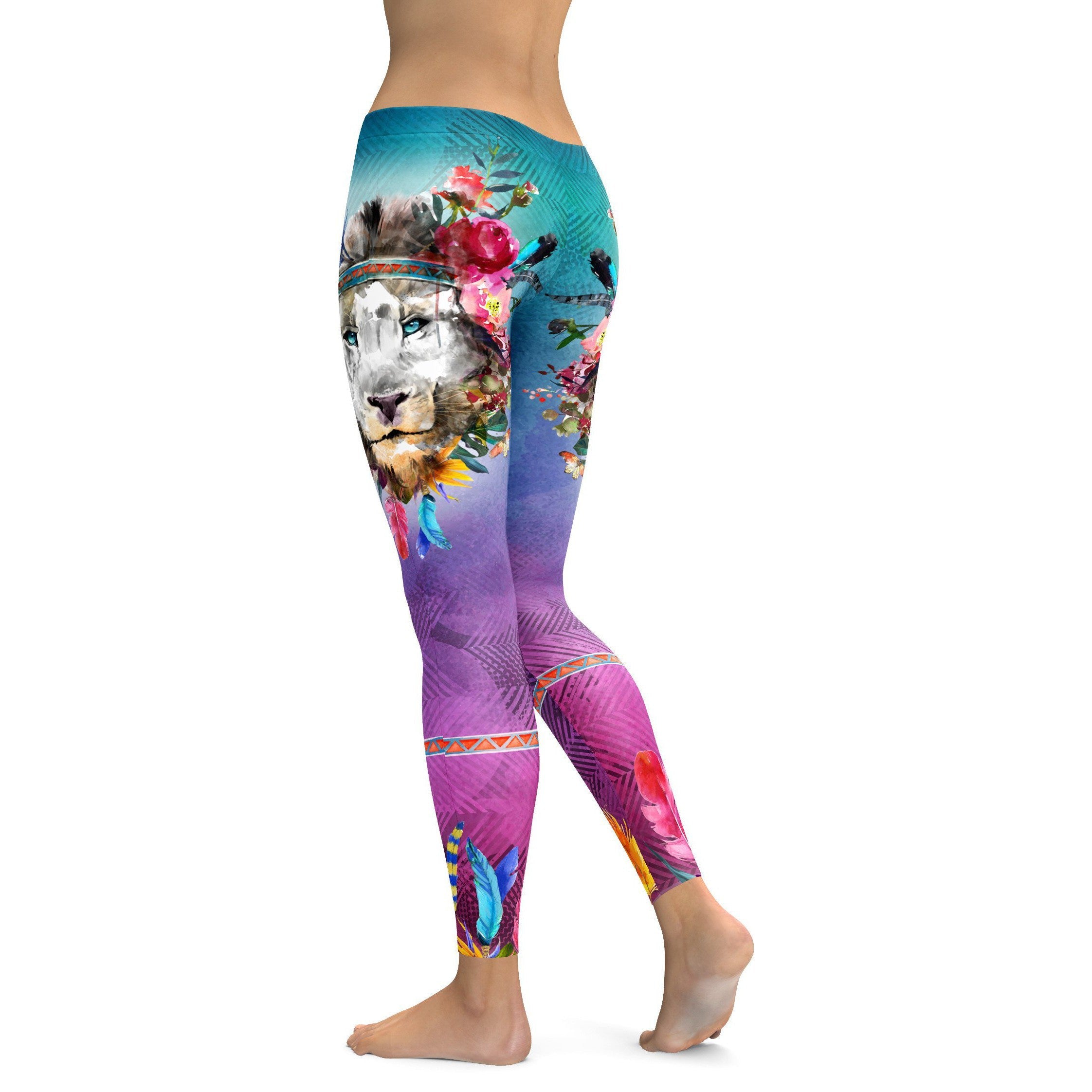 Watercolor Lion Leggings - GearBunch Leggings / Yoga Pants