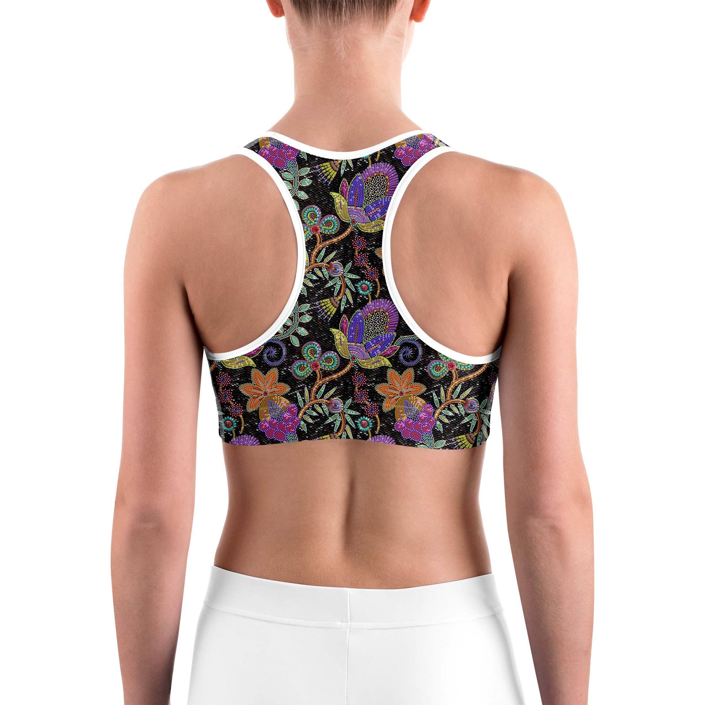 Faux Paillette Flower Sports bra