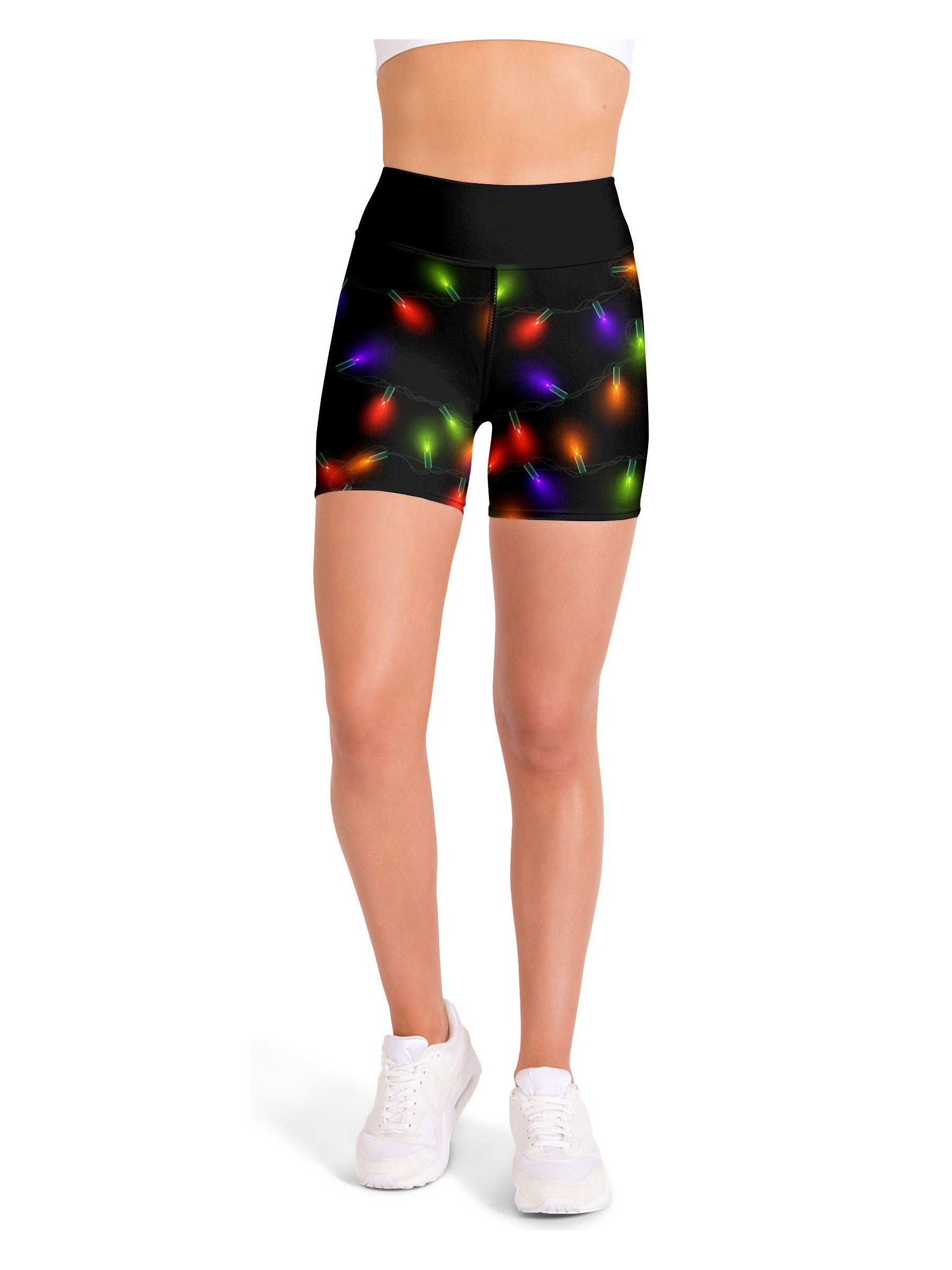 Small Christmas Lights Yoga Shorts Gearbunch