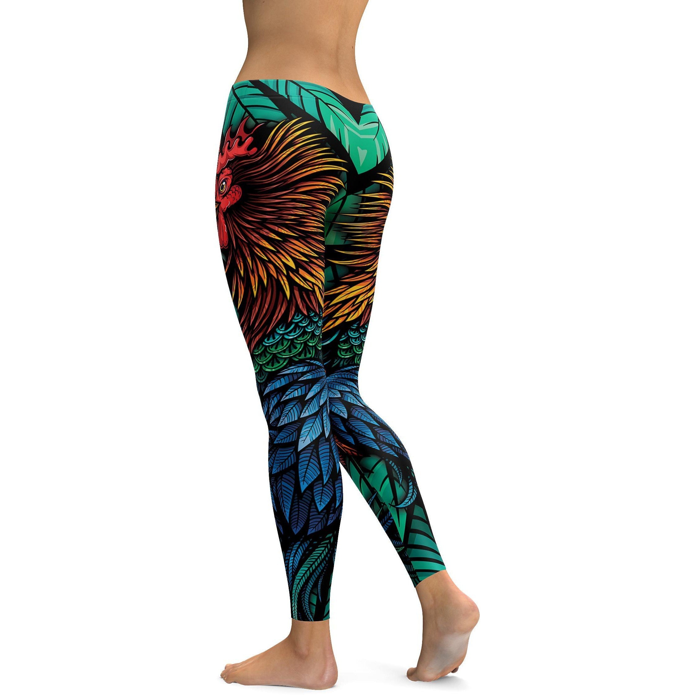 Colorful Rooster Leggings - GearBunch Leggings / Yoga Pants