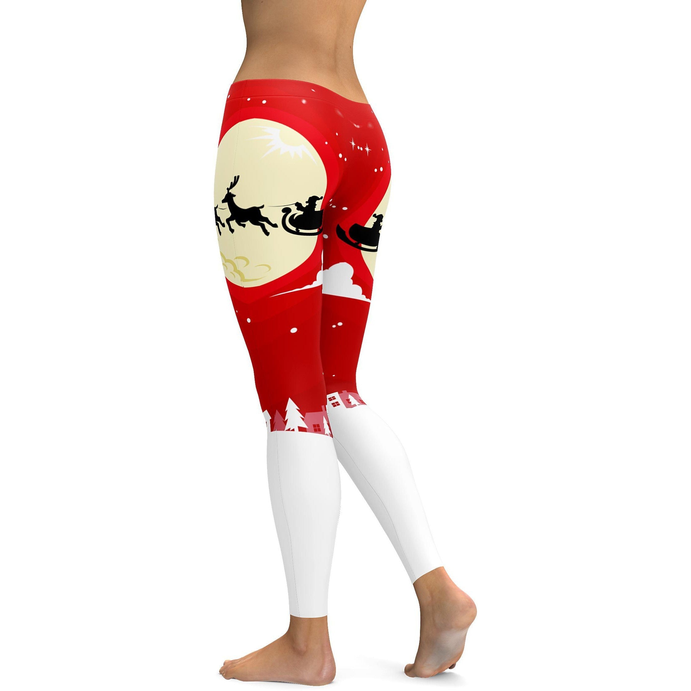 Santa in the Sky Leggings - GearBunch Leggings / Yoga Pants