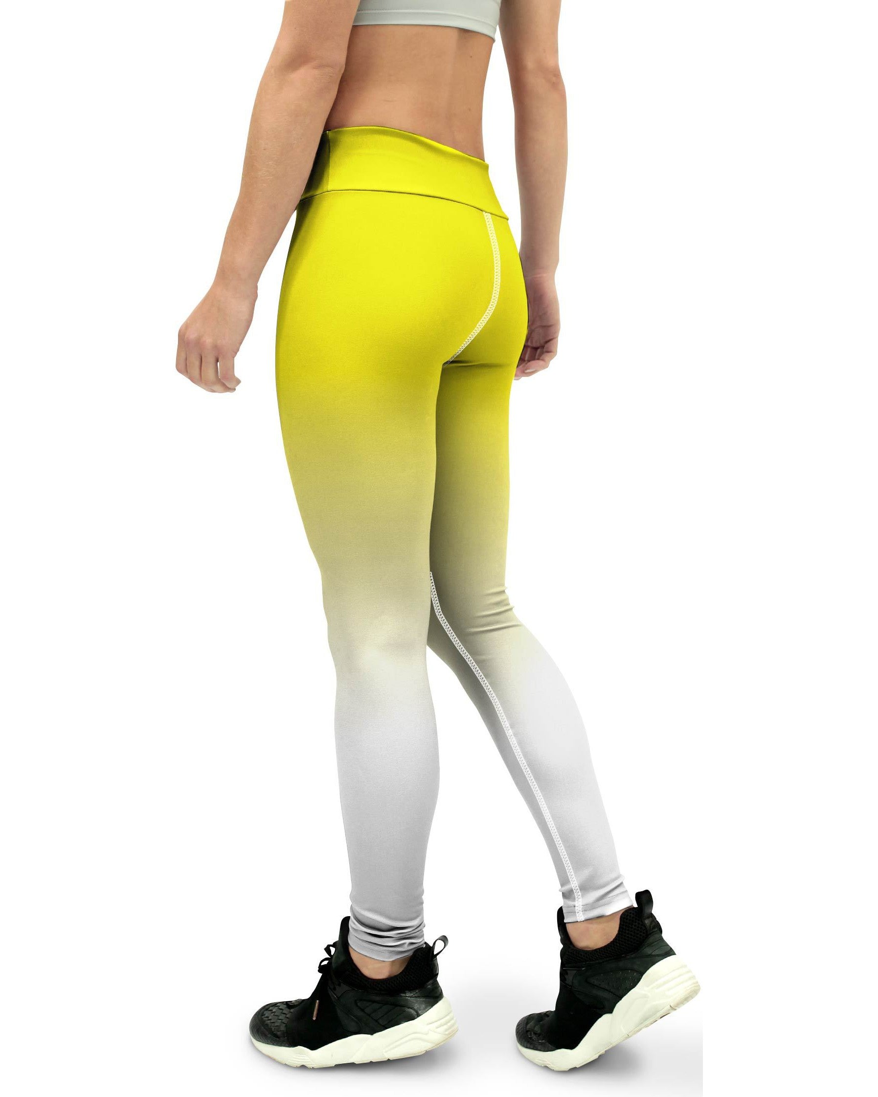 Ombre Yellow to White Yoga Pants Gearbunch