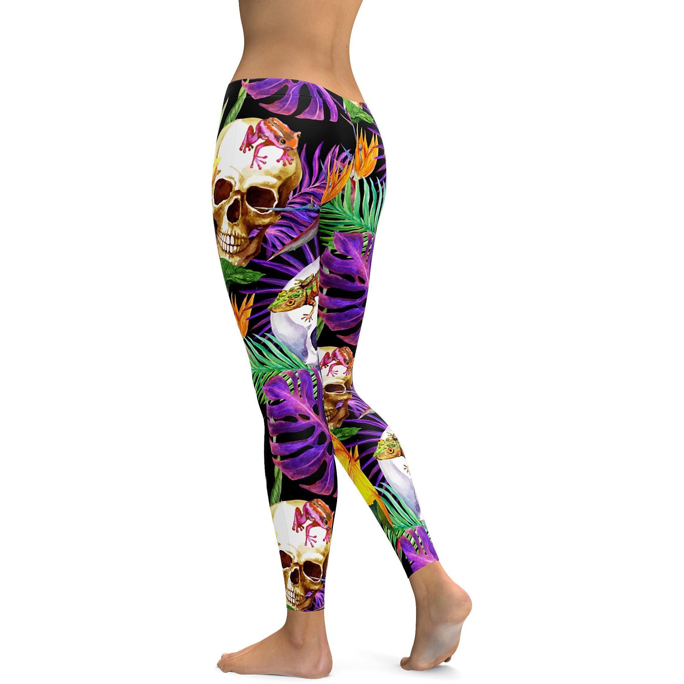 Tropical Skull Leggings - GearBunch Leggings / Yoga Pants