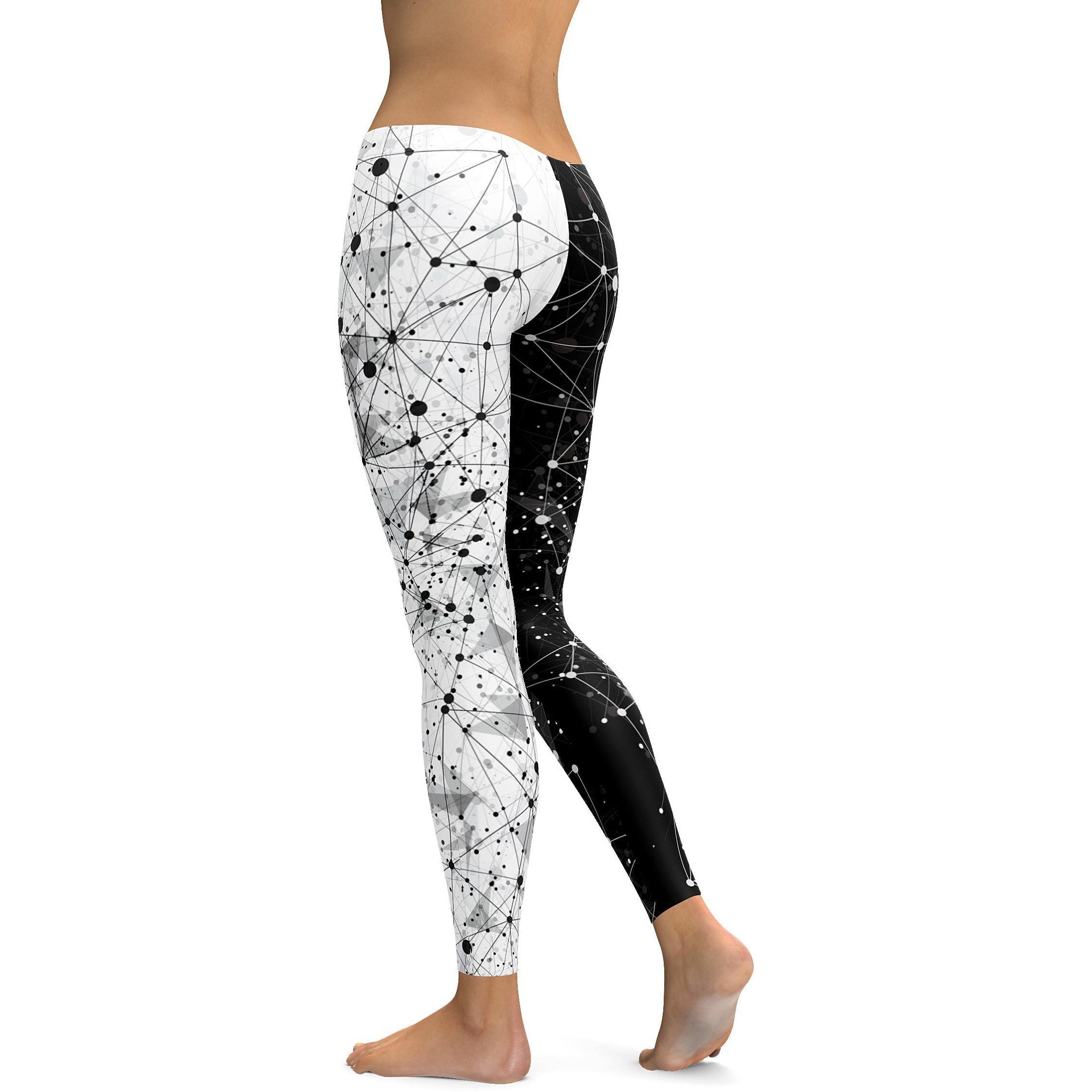 Womens Workout Yoga Poly Day & Night Leggings Black/White | Gearbunch.com