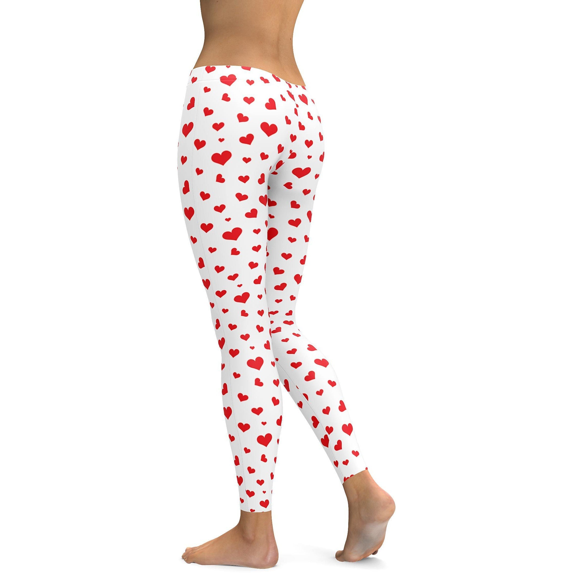 Red Hearts Leggings - GearBunch Leggings / Yoga Pants