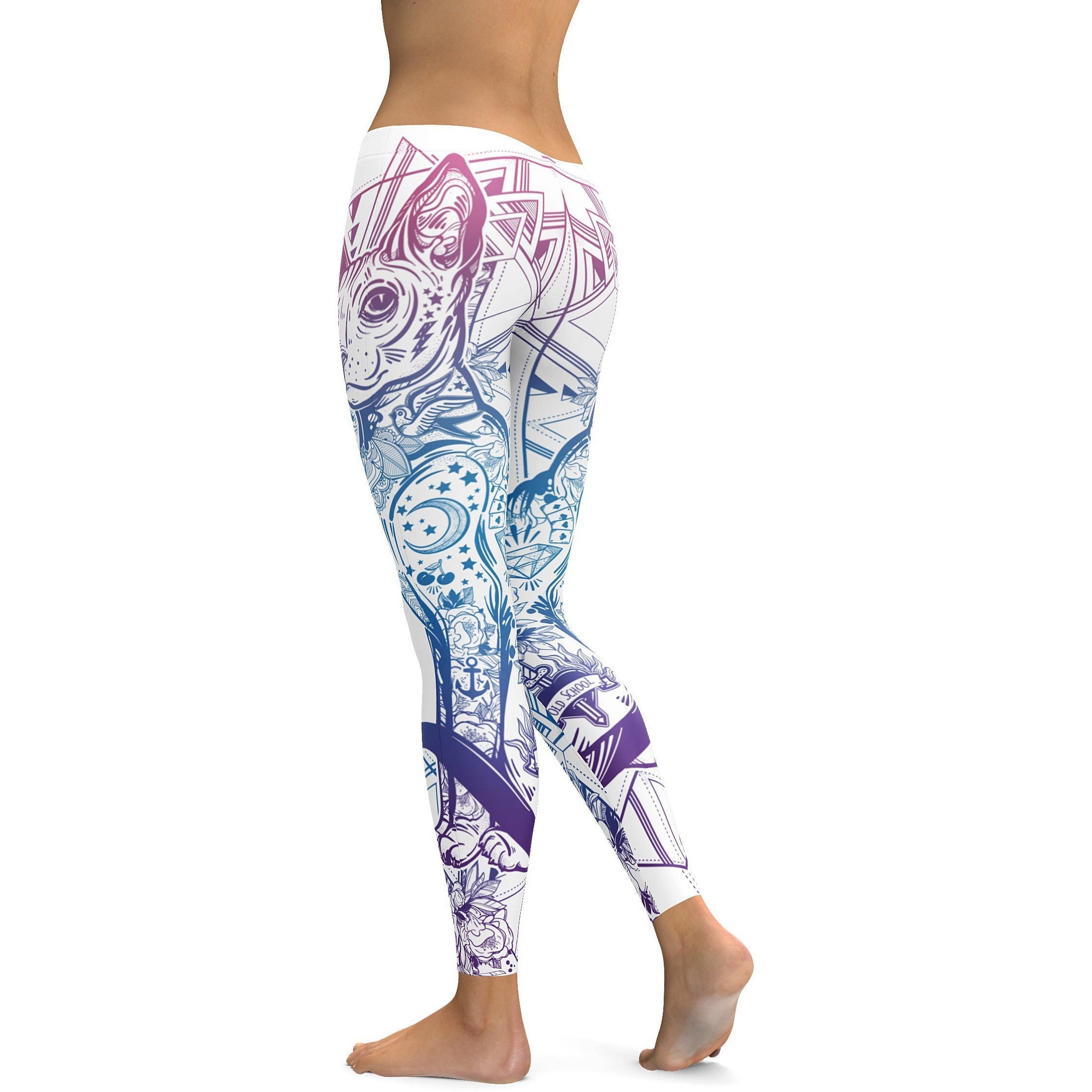 Bright White Cat Leggings (hidden because of sales volume) - GearBunch Leggings / Yoga Pants