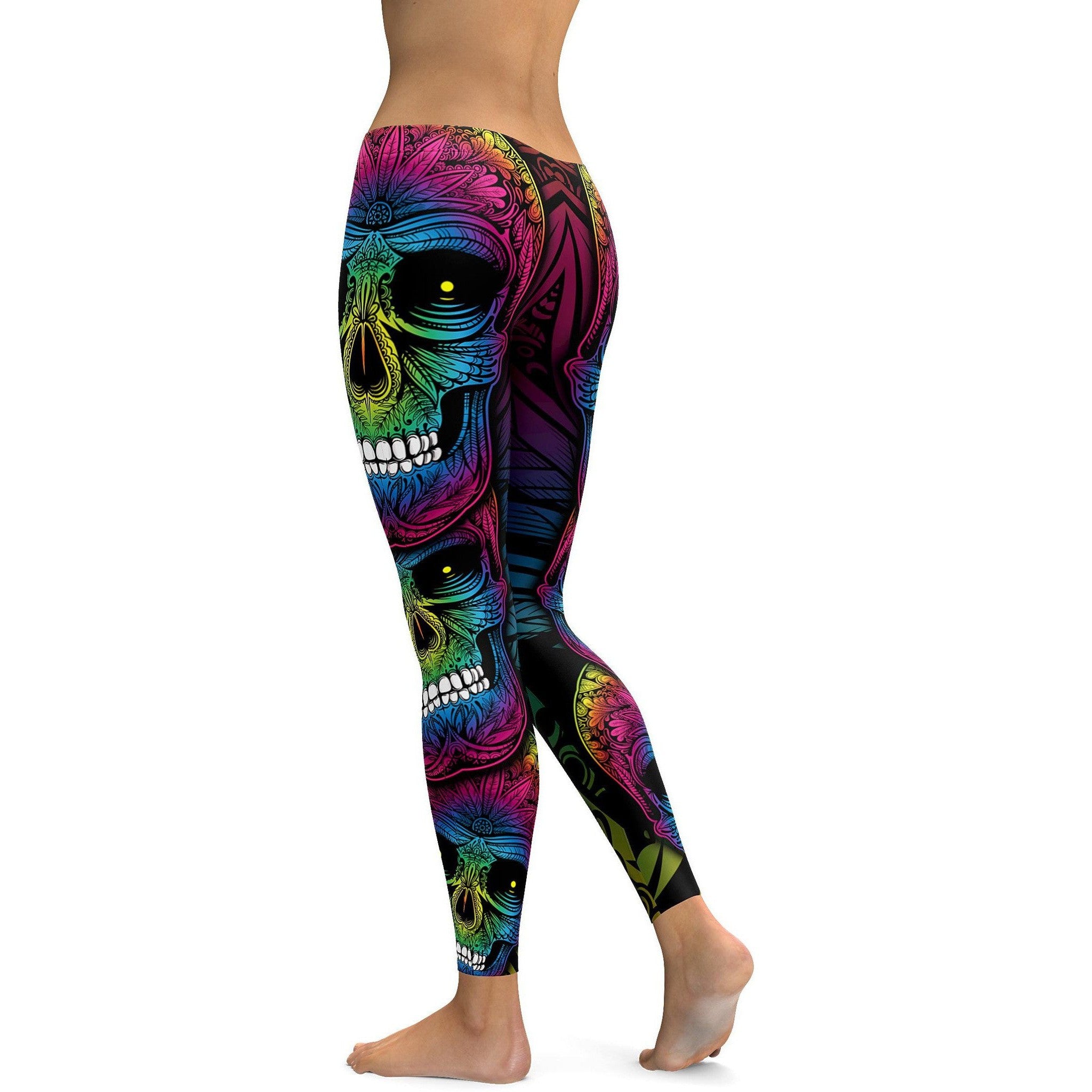 Rainbow Skull Leggings - GearBunch Leggings / Yoga Pants