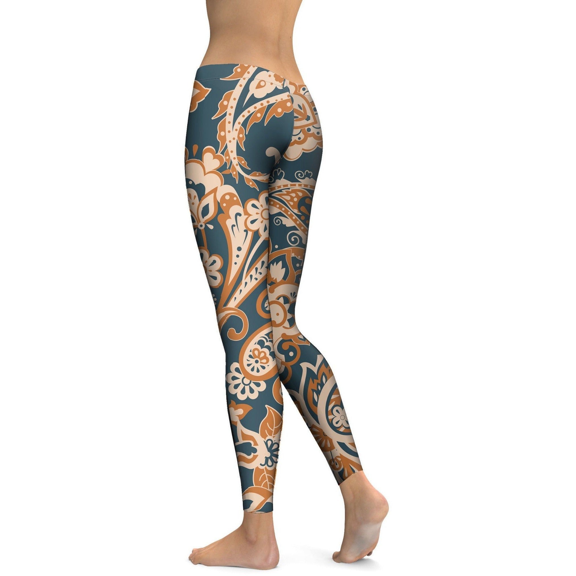 Gearbunch - Orange Paisley Leggings 