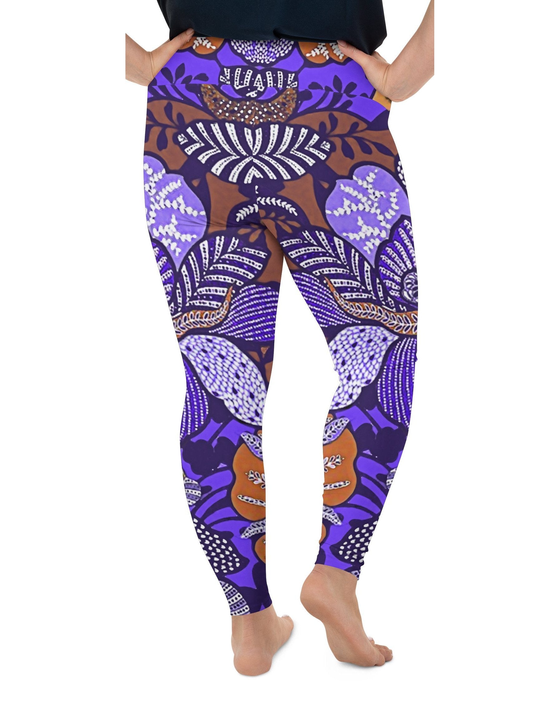 Purple Batik Floral Plus Size Leggings Gearbunch