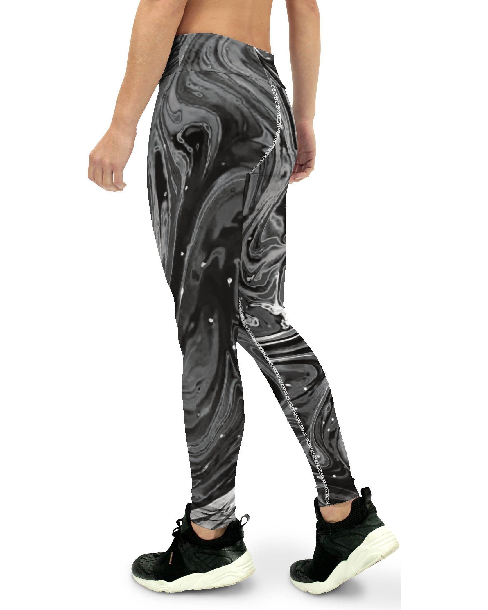 Womens Workout Yoga Pants Grey Swirl Grey/White | Gearbunch.com