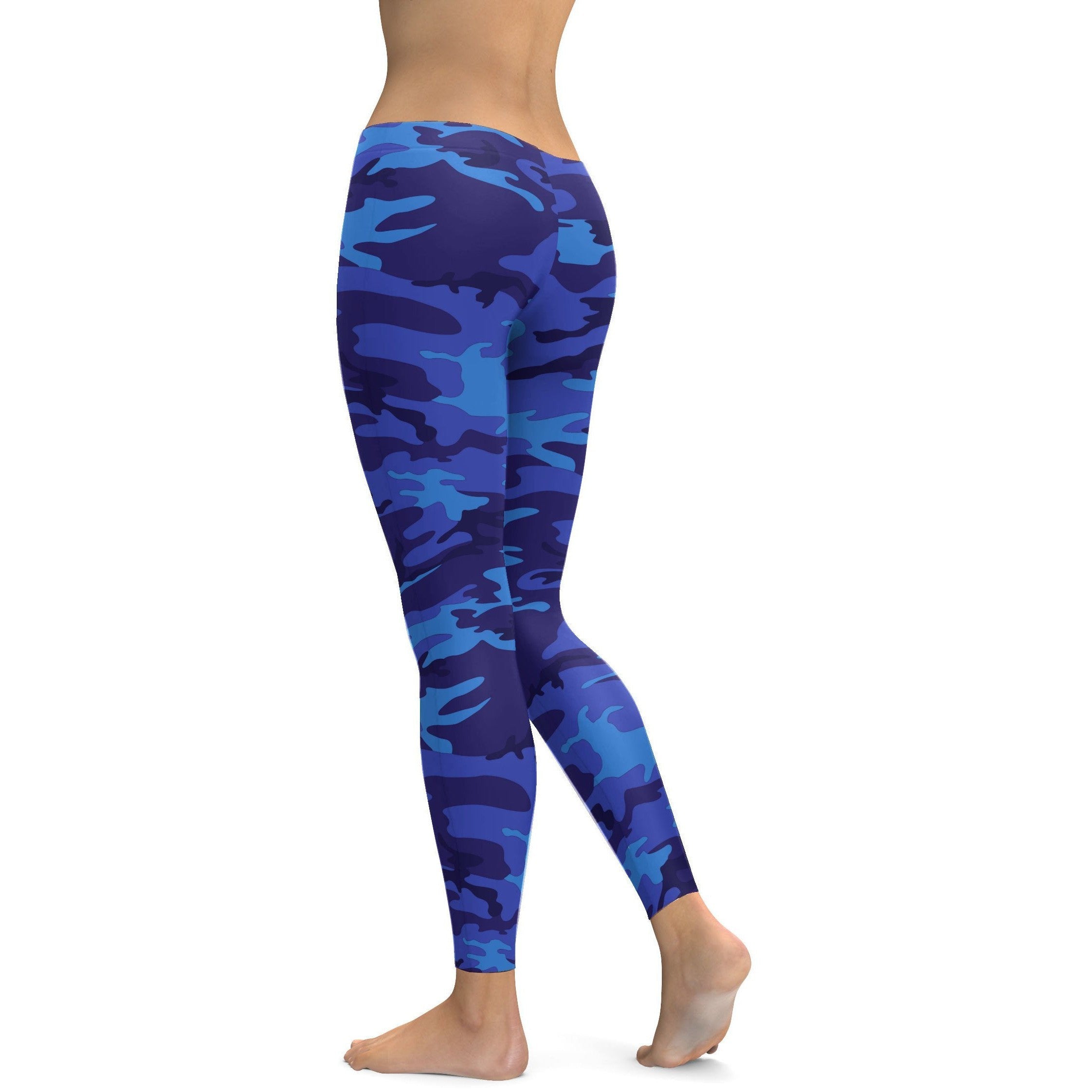 Womens Workout Yoga Blue Camo Leggings