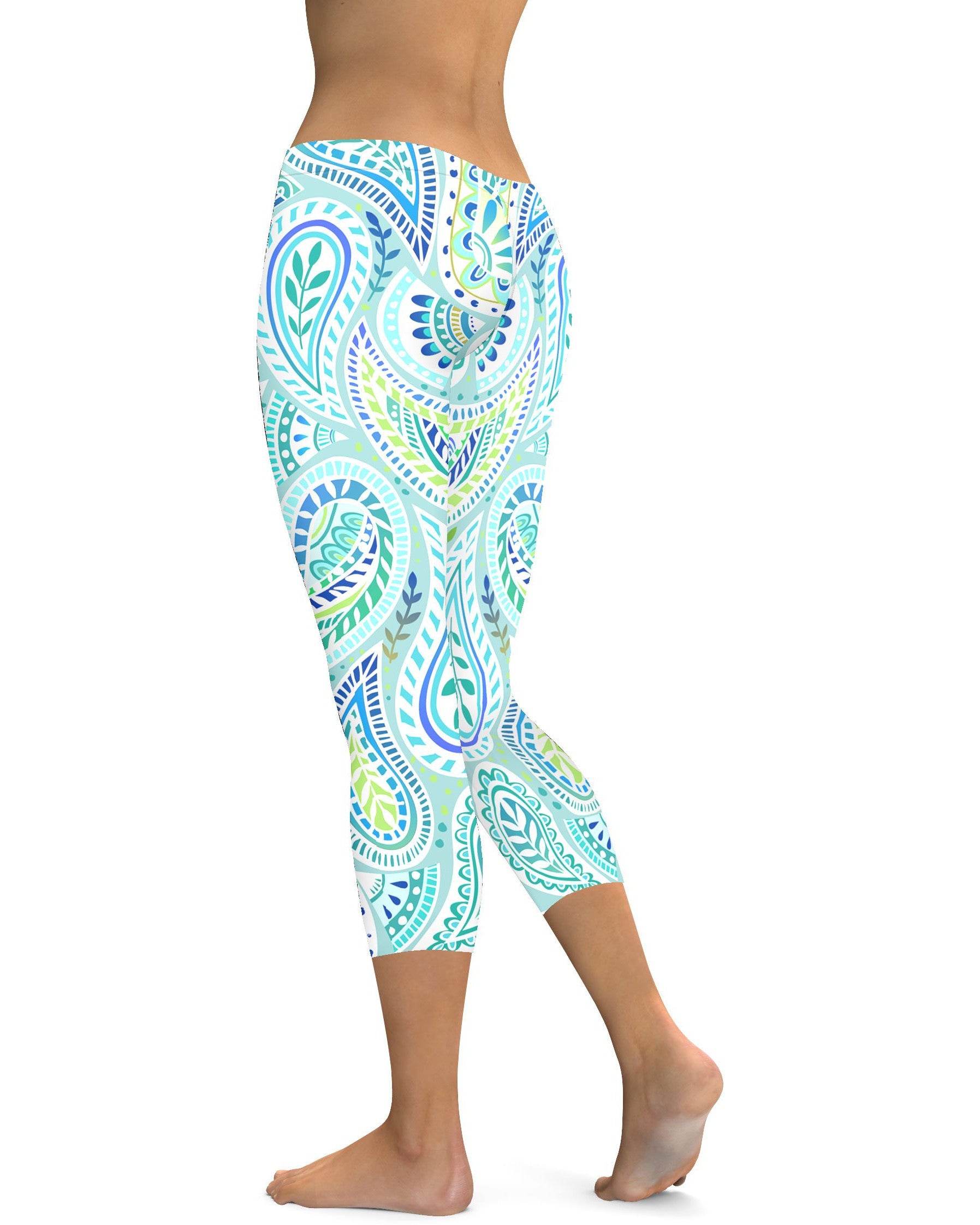 Blue and Green Paisley Capris Gearbunch