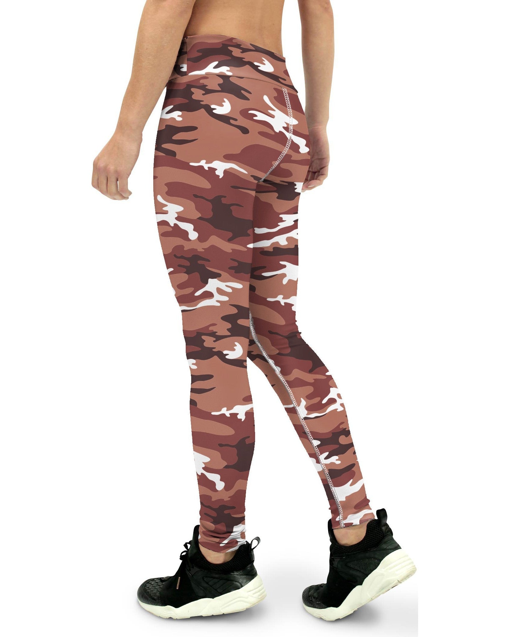 Womens Workout Yoga Pants Brown Camo Brown/white/Black | Gearbunch.com