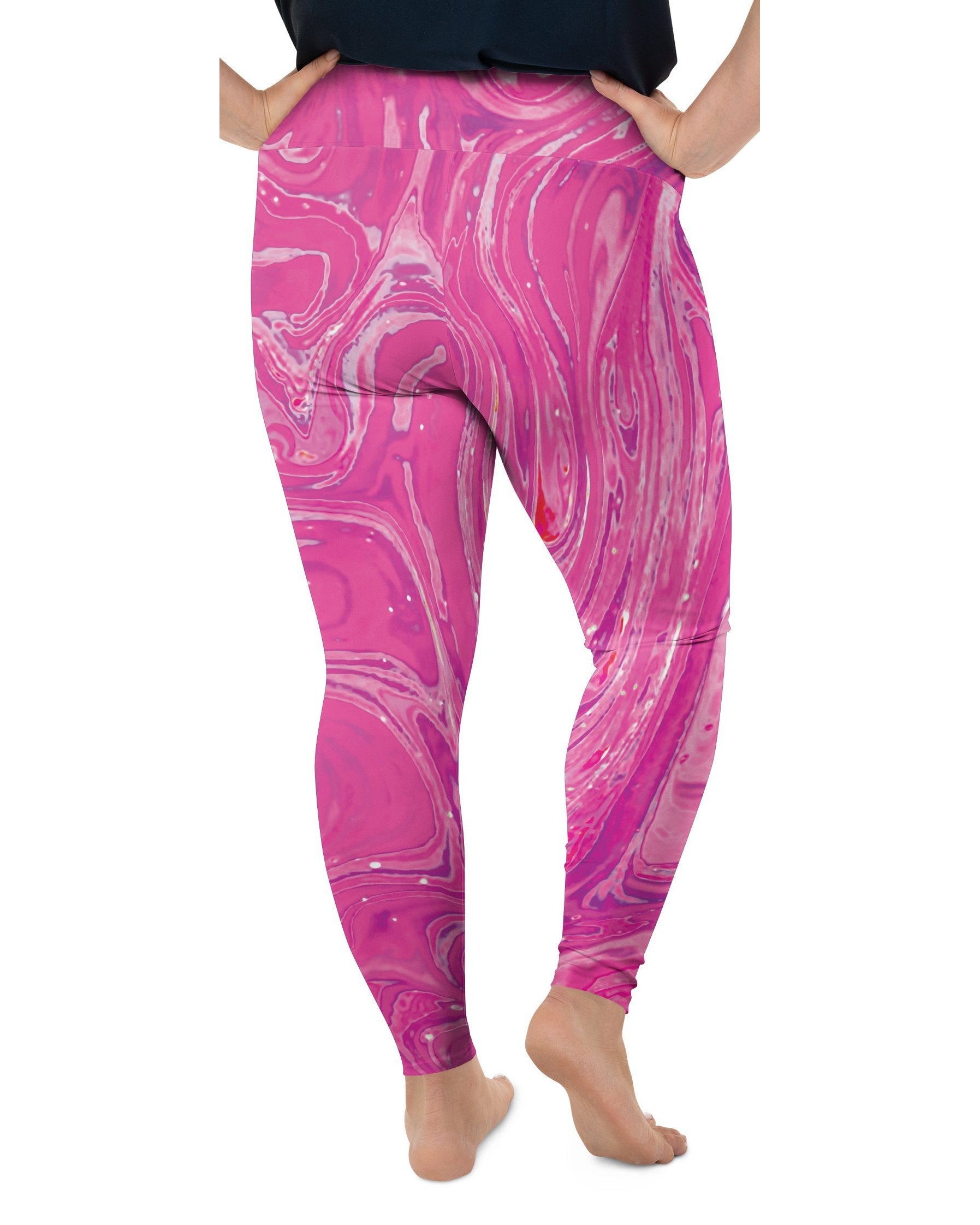 Pink Swirl Plus Size Leggings Gearbunch