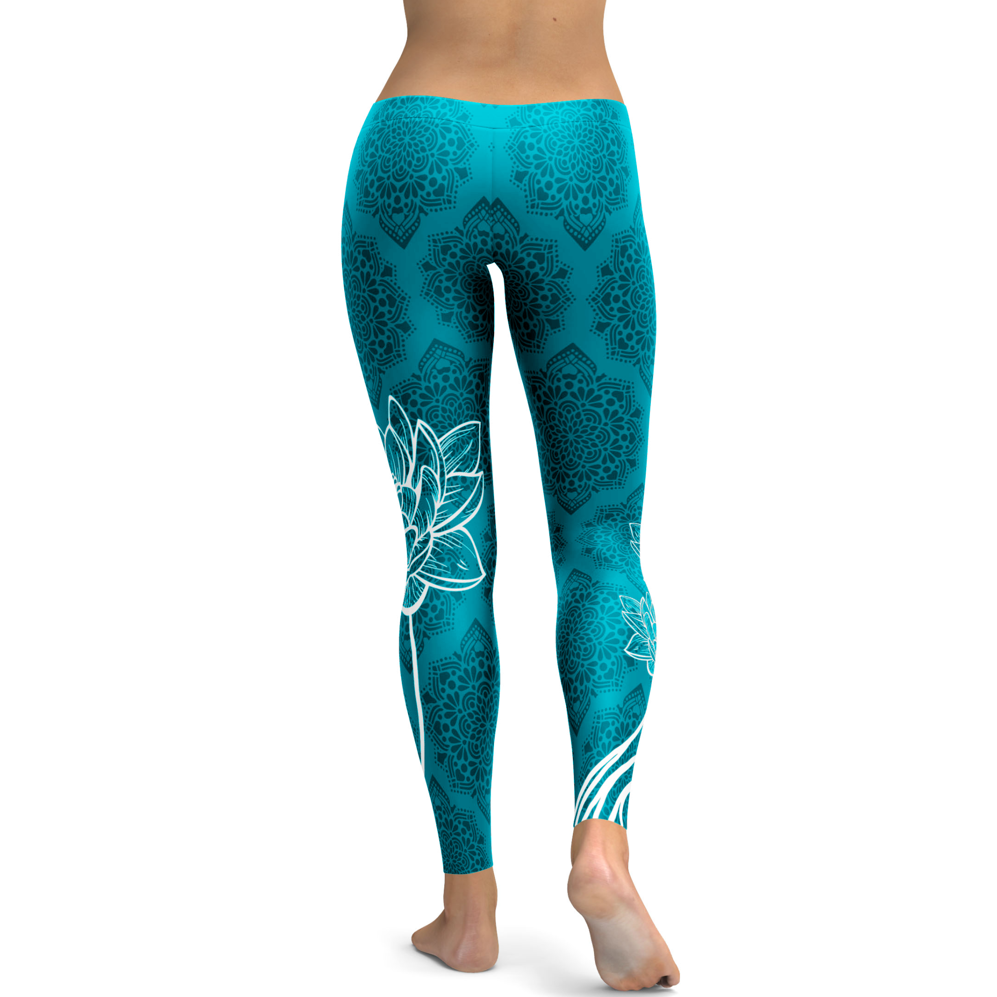 Gearbunch - Cyan Blue Lotus Leggings