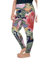 Women's oriental floral printed plus size leggings front view