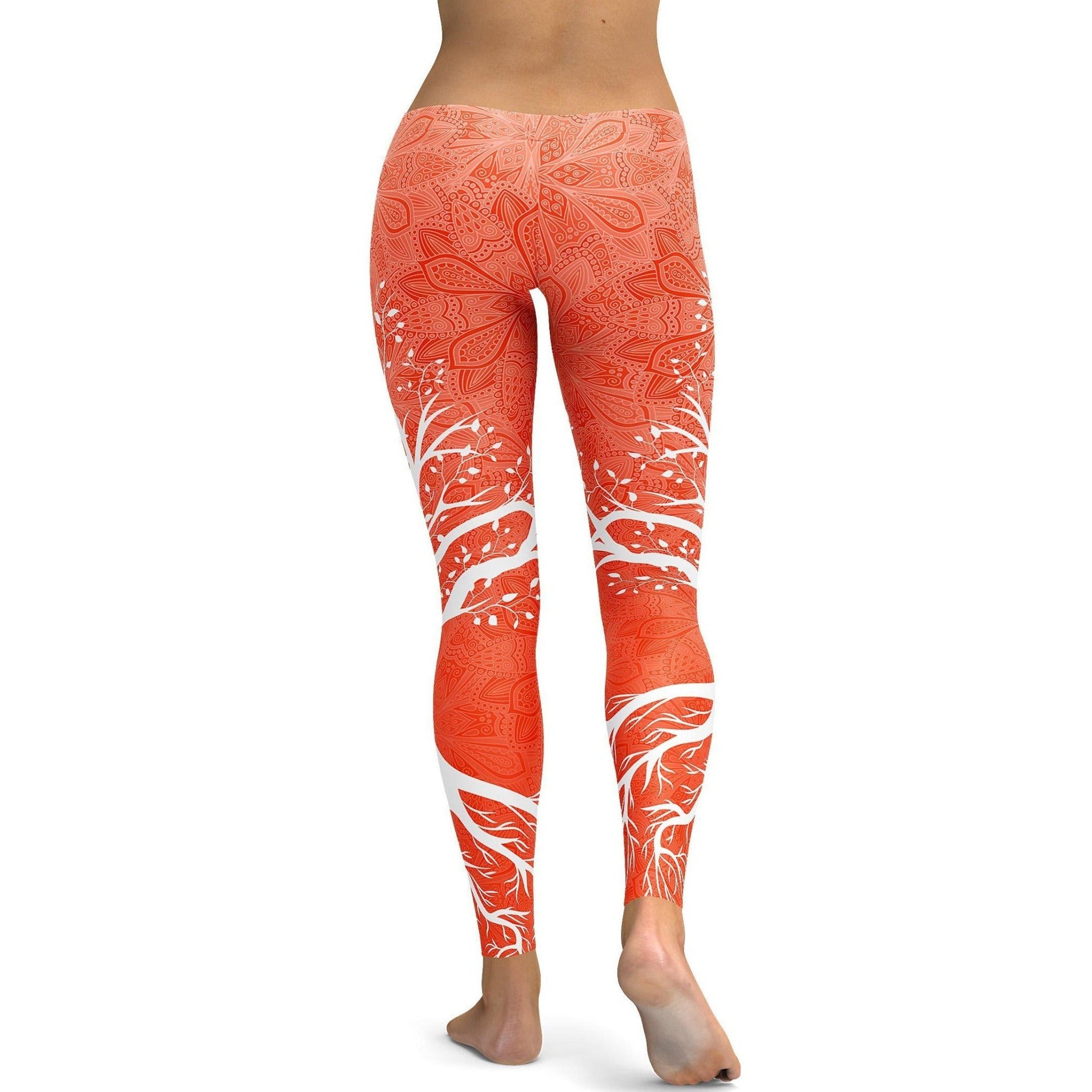 GearBunch - Hot Orange Tree of Life Leggings