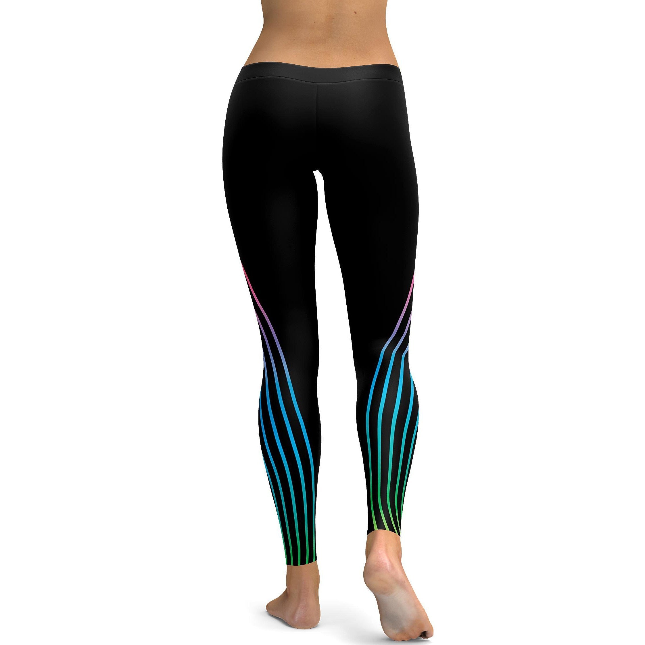 Vertical Neon Stripes Leggings - GearBunch Leggings / Yoga Pants