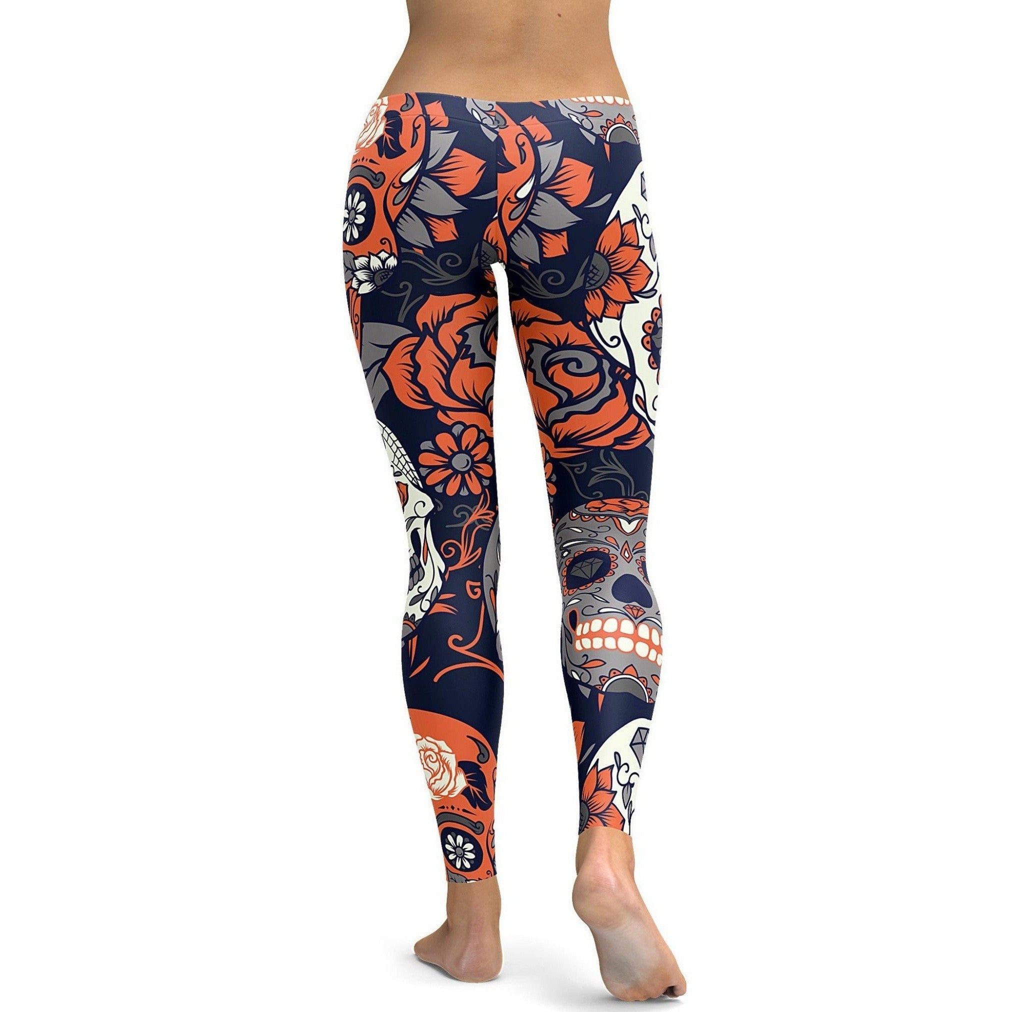 GearBunch - Orange Sugar Skull Leggings