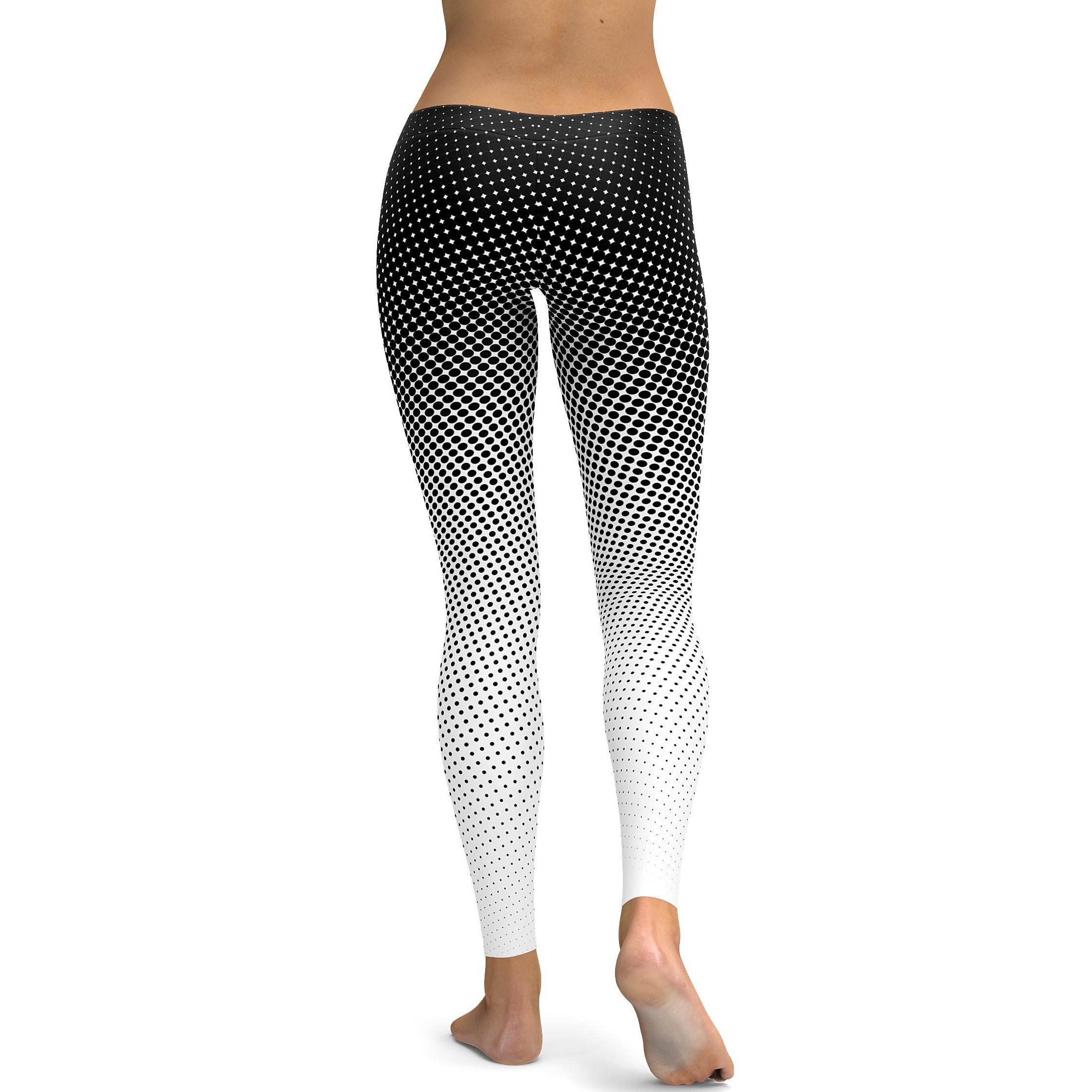 Womens Workout Yoga B&W Halftone Leggings Black/White