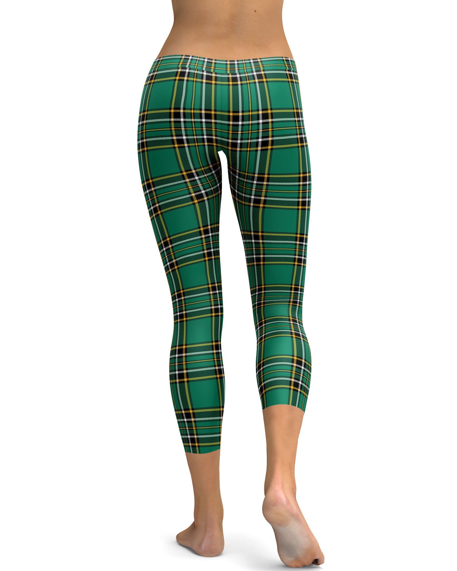 Irish Green Tartan Capris - GearBunch Leggings / Yoga Pants