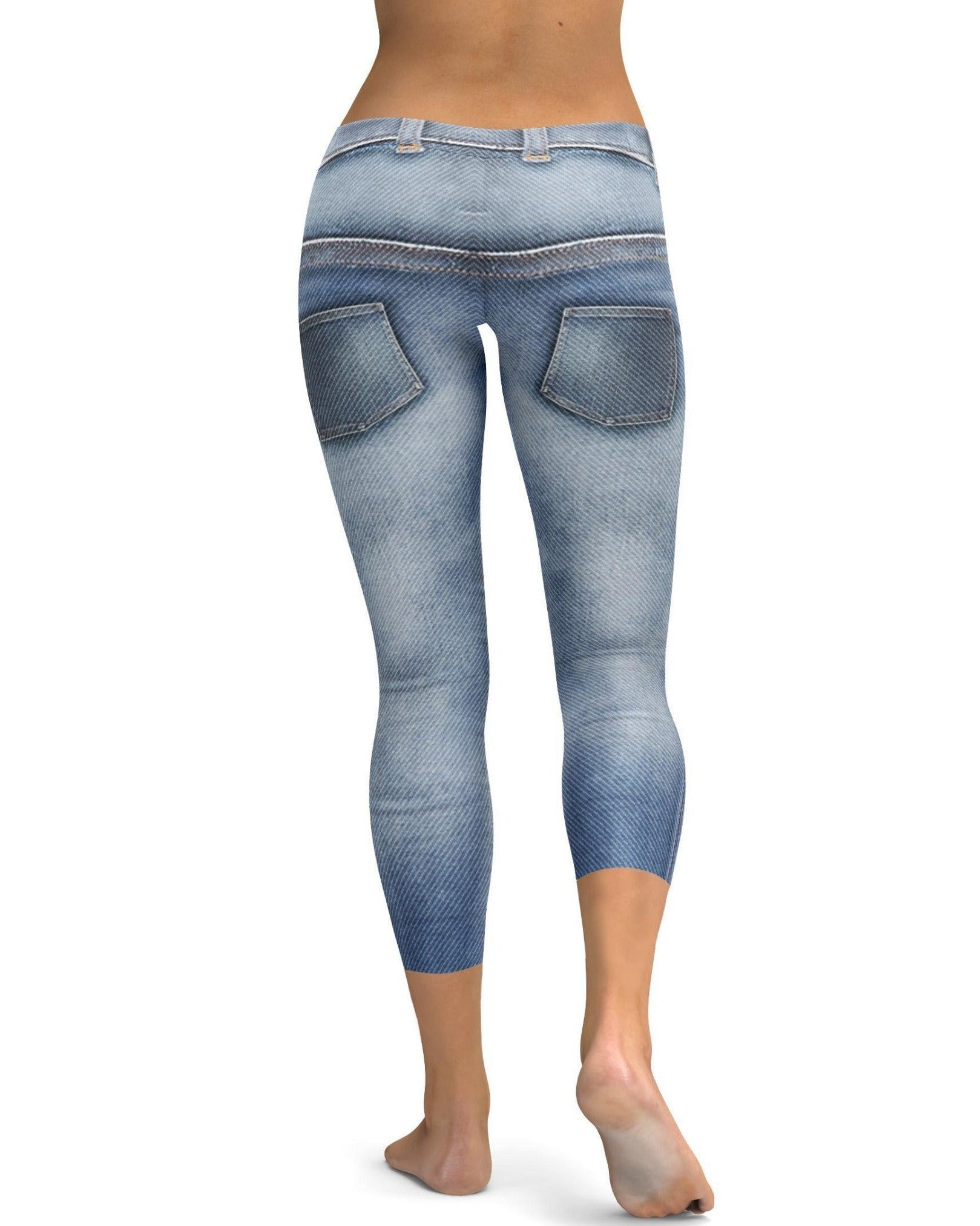 Womens Fashion Realistic Blue Jeans Capris Leggings