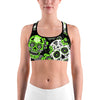 Lime Green Sugar Skull Sports bra