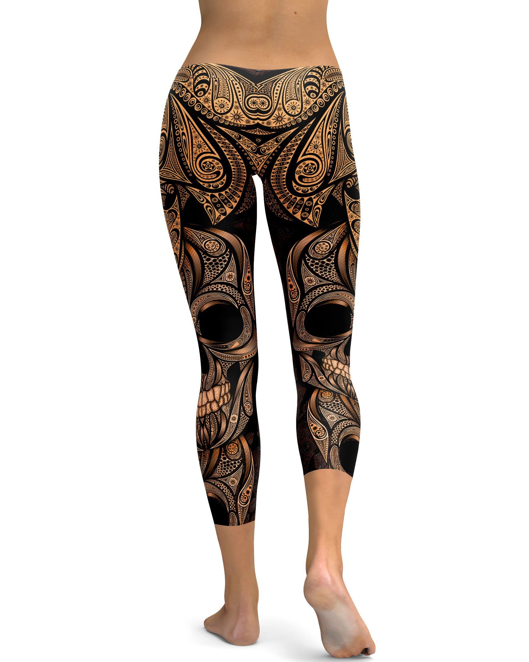 Orange Ornamental Skull Capris