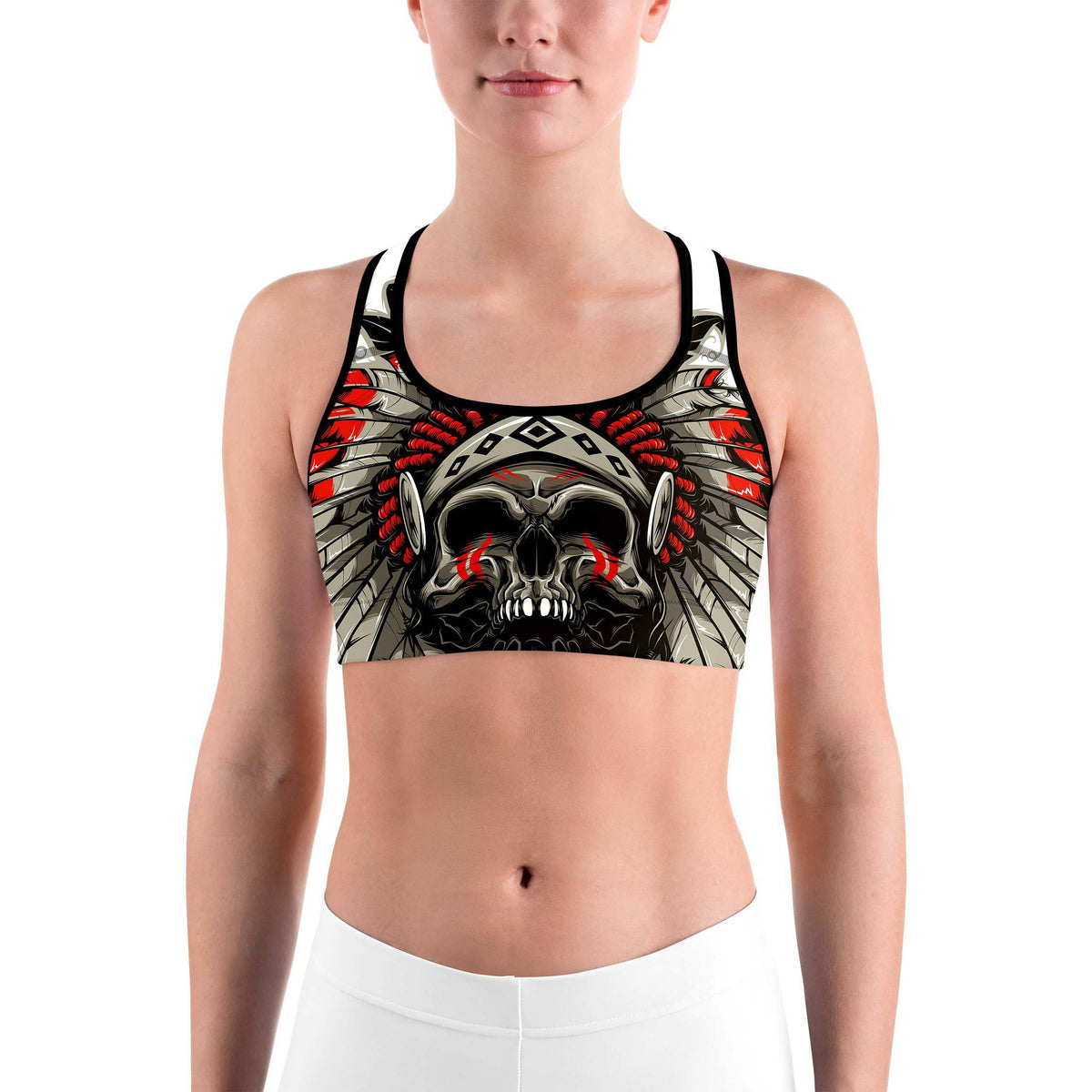 Native Chief Skull Sports Bra | Women's Sports Bra | GearBunch