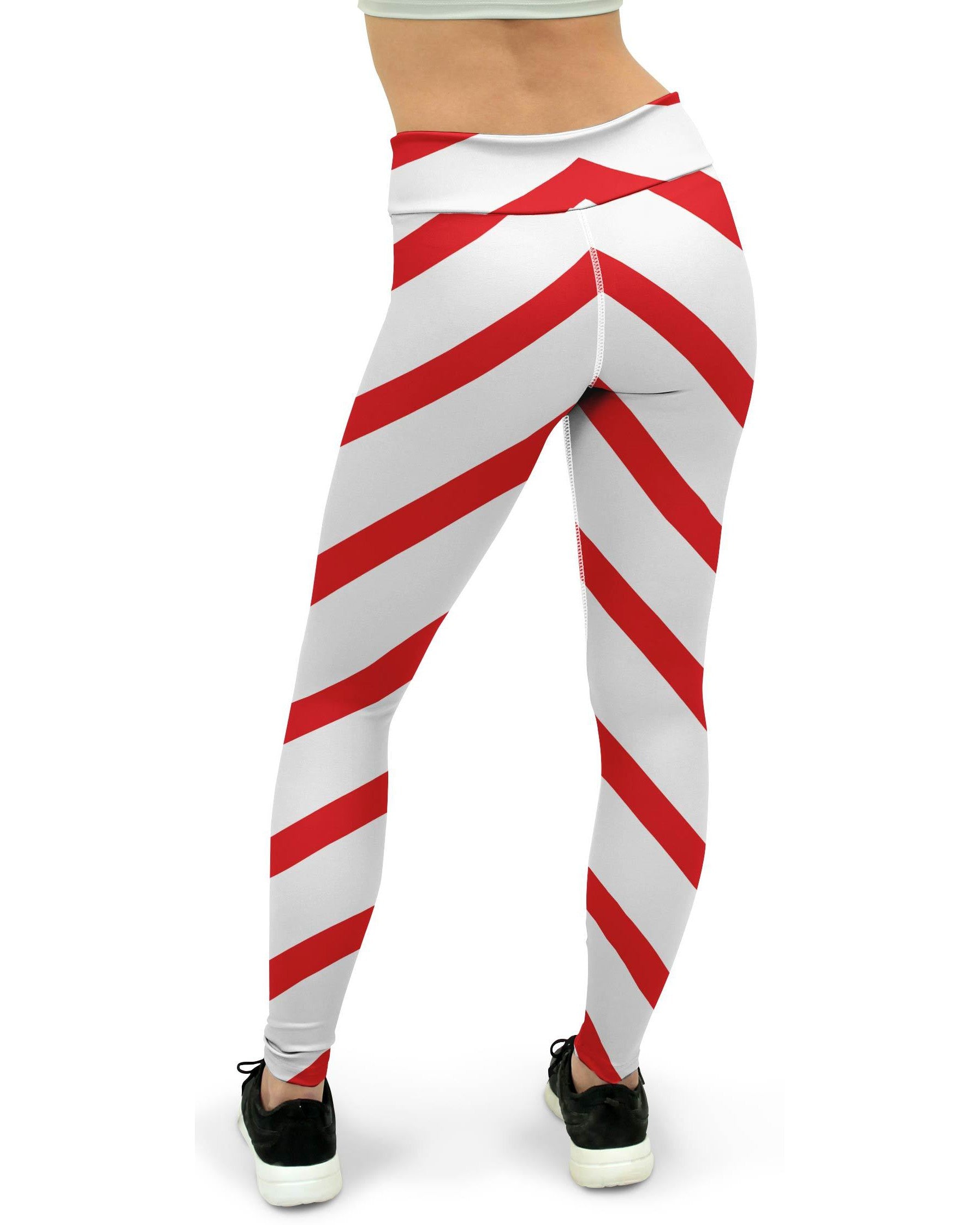 Candy Cane Yoga Pants - GearBunch Leggings / Yoga Pants