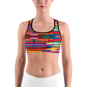 Colorful Knitted Pattern Sports bra - GearBunch Leggings / Yoga Pants