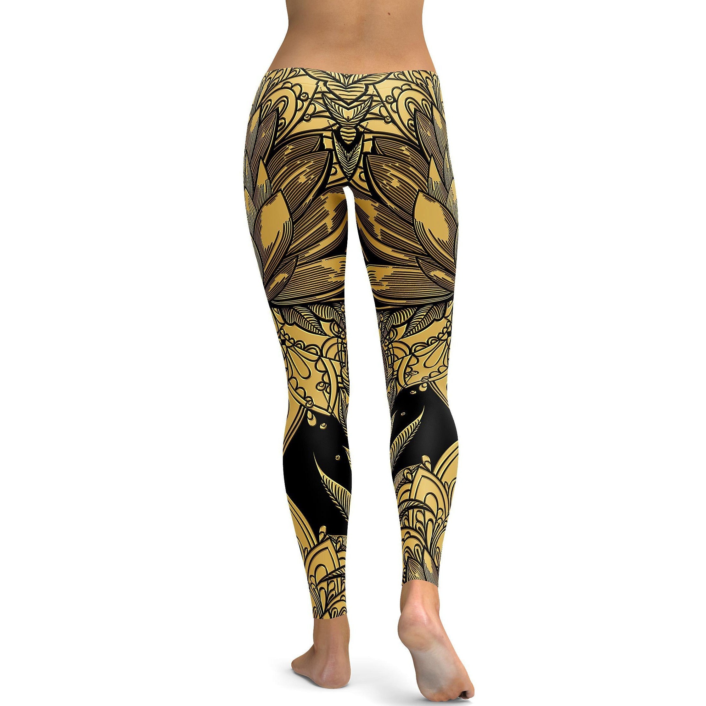 Golden Lotus Leggings - GearBunch Leggings / Yoga Pants