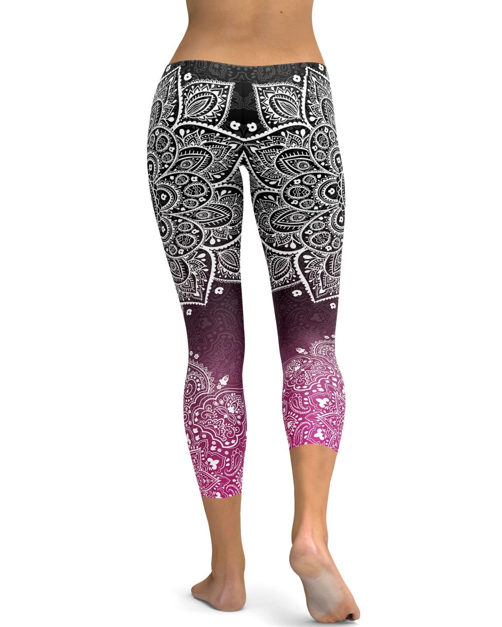 GearBunch - Black to Pink Mandala Capris 