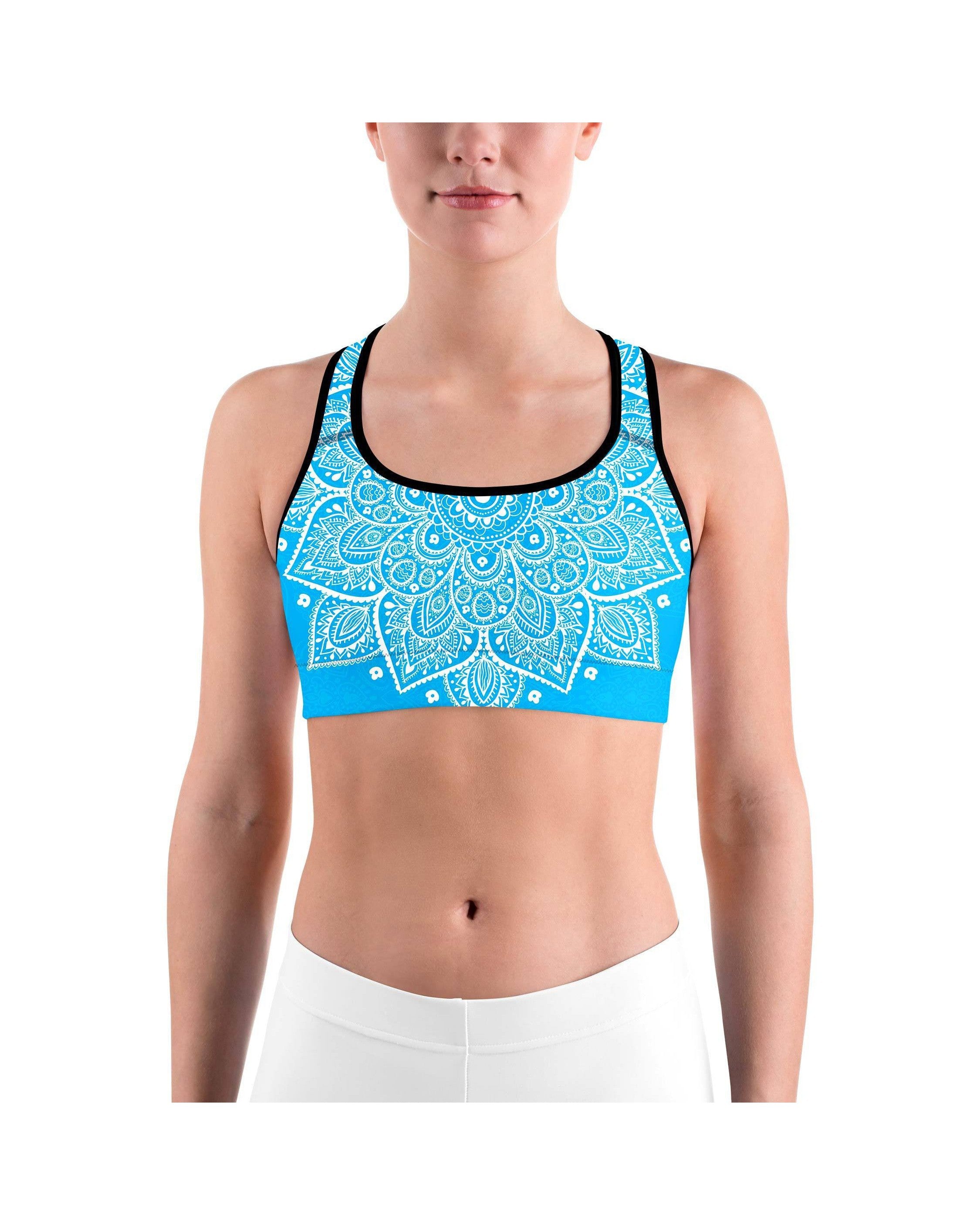 Cyan Blue Mandala Sports bra