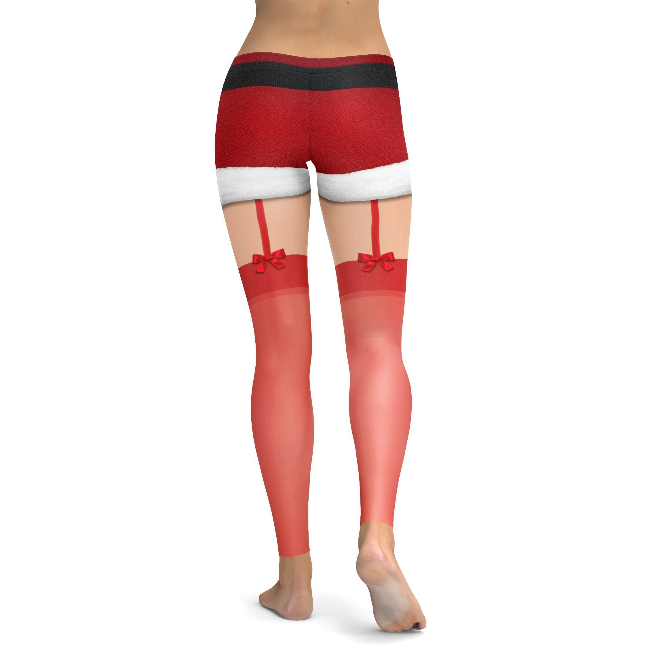 Christmas Shorts with Red Stockings Leggings - GearBunch Leggings / Yoga Pants