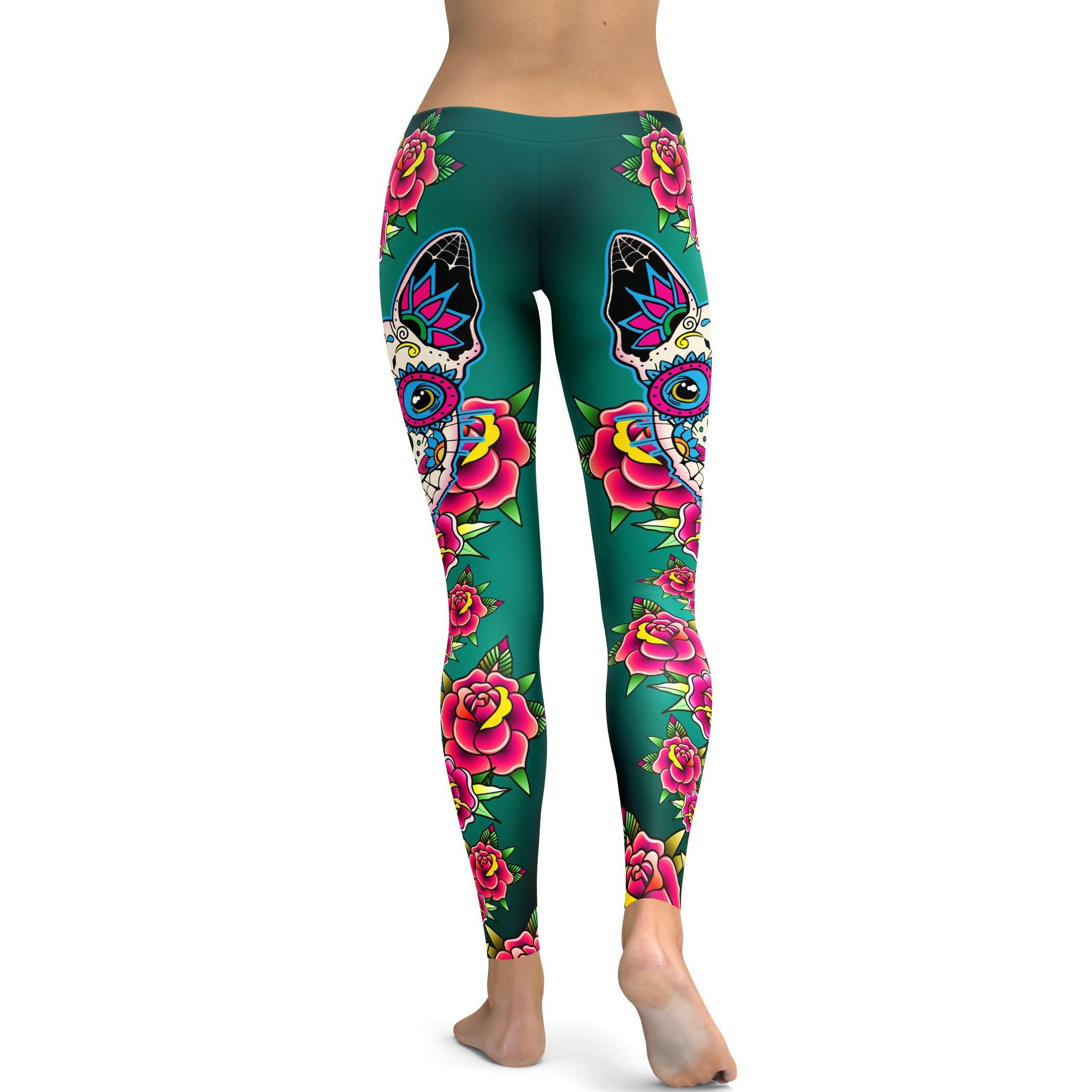 Sugar Skull Chihuahua Leggings - GearBunch Leggings / Yoga Pants