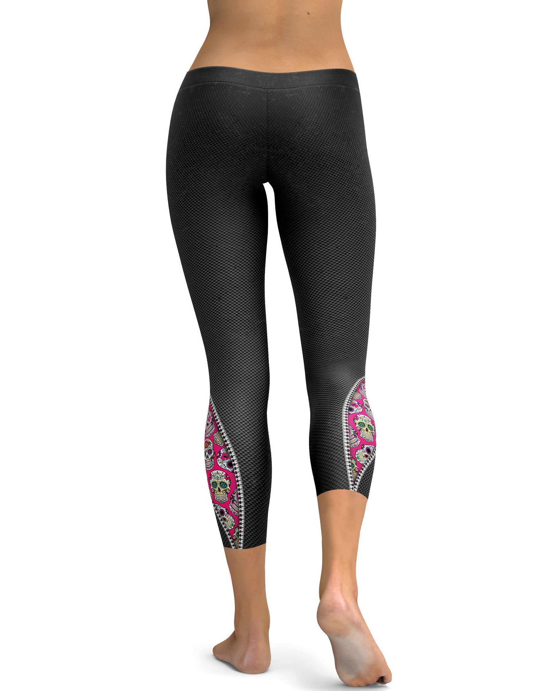 Zippered Pink Sugar Skull Capris