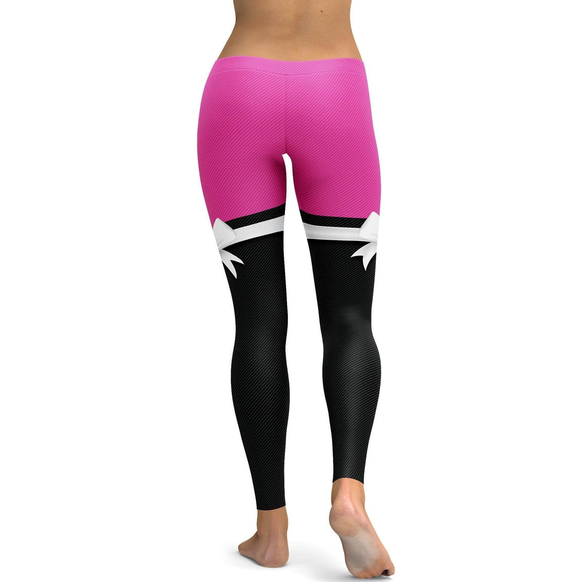 Gearbunch - Pink to Black Thigh High Bow Leggings 