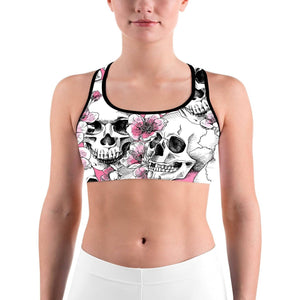 Gearbunch - Pink Floral Skulls Sports bra