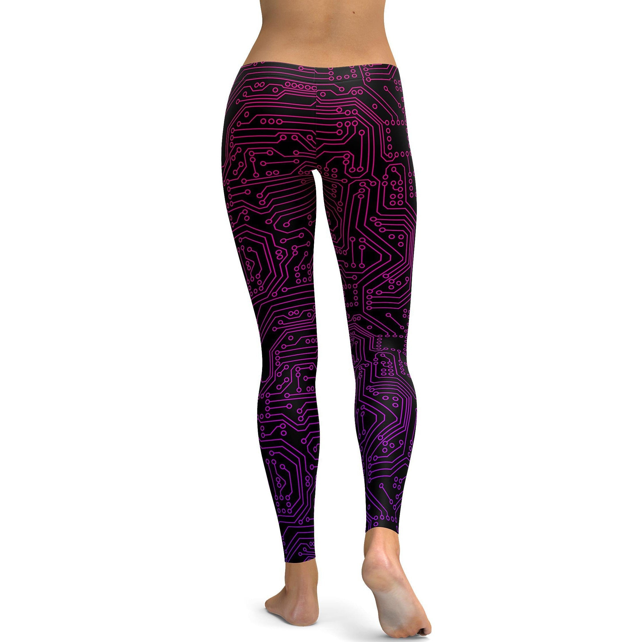 Pink & Purple Circuit Board Leggings - GearBunch Leggings / Yoga Pants