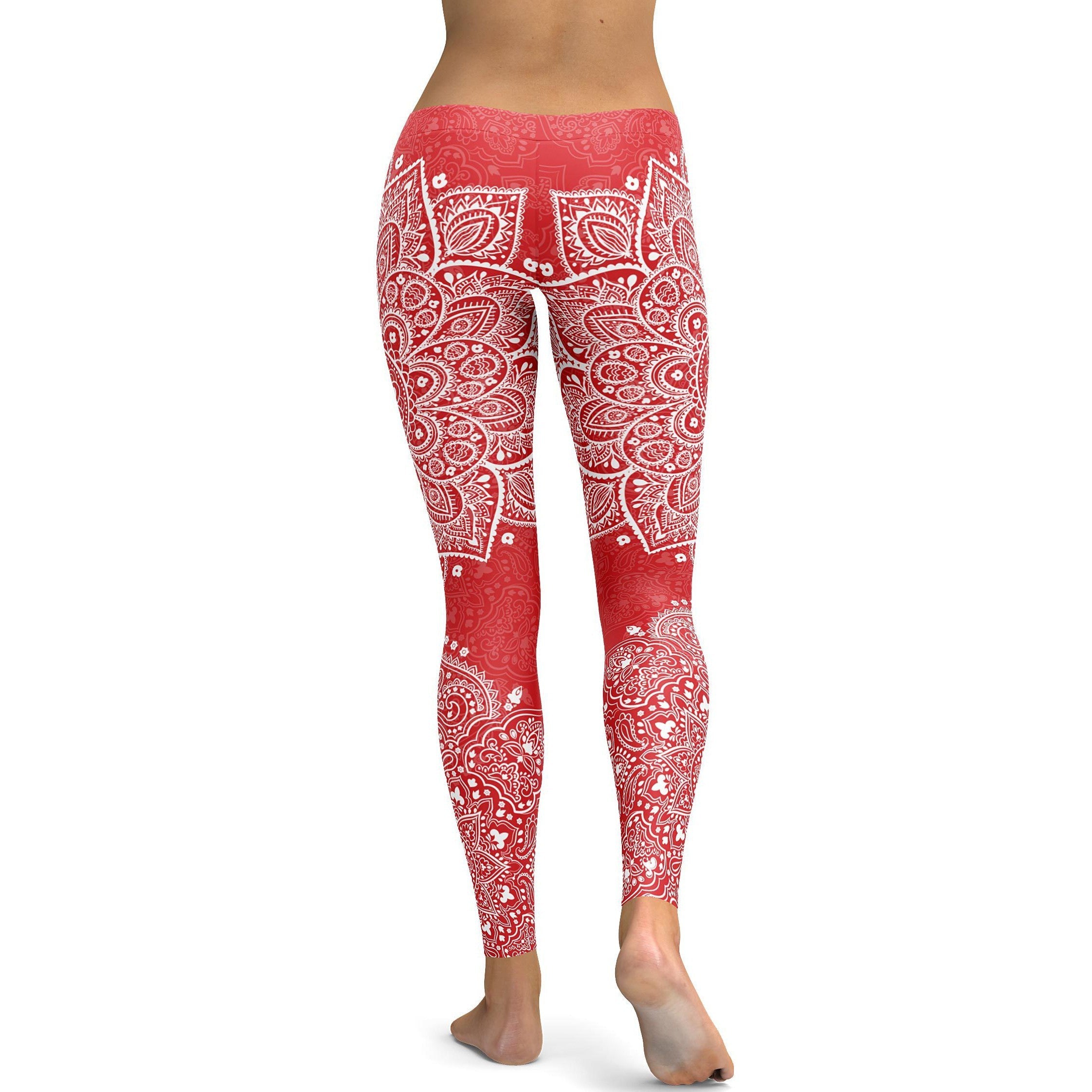 Red Mandala Leggings - GearBunch Leggings / Yoga Pants