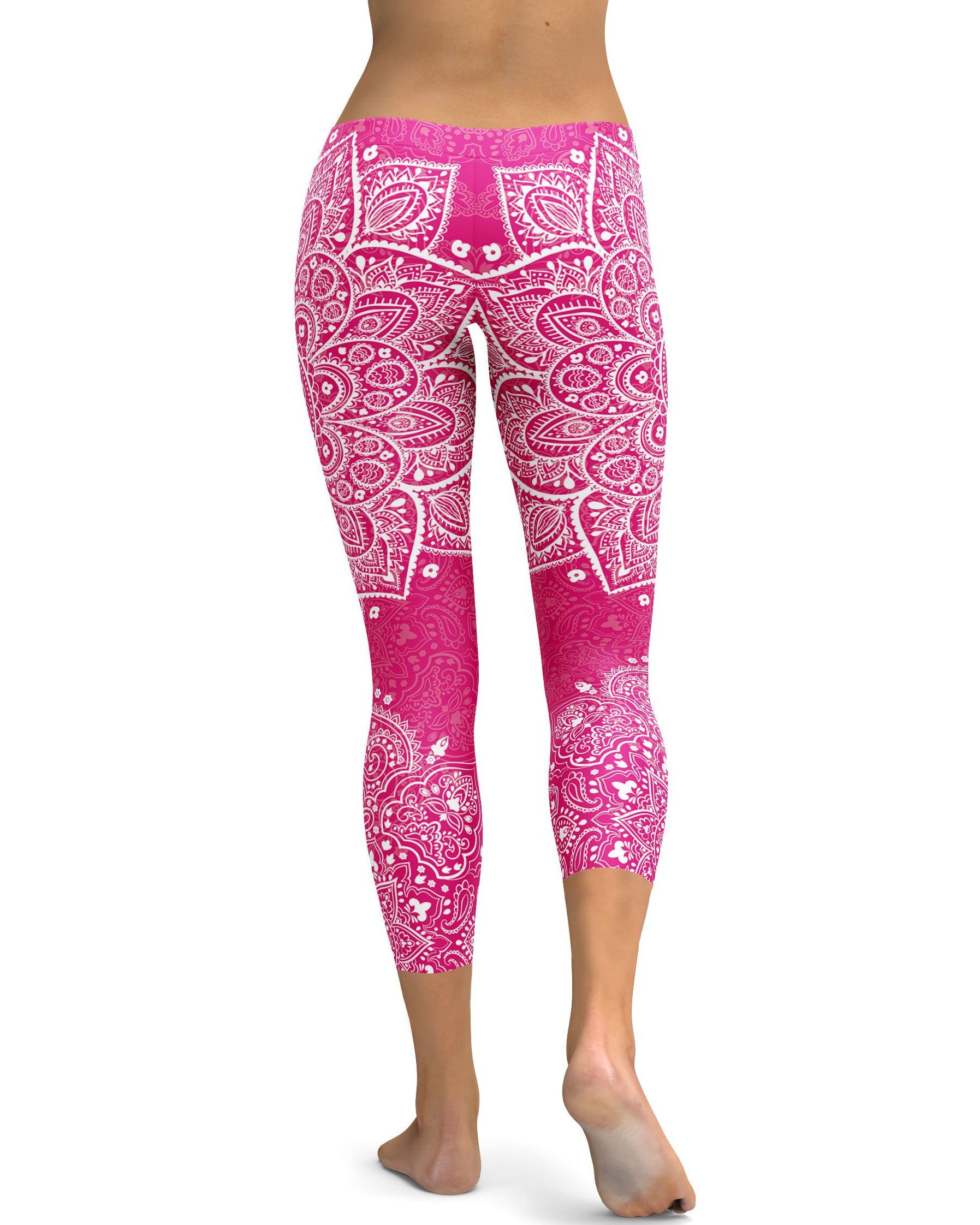 Hot Pink Mandala Capris - GearBunch Leggings / Yoga Pants