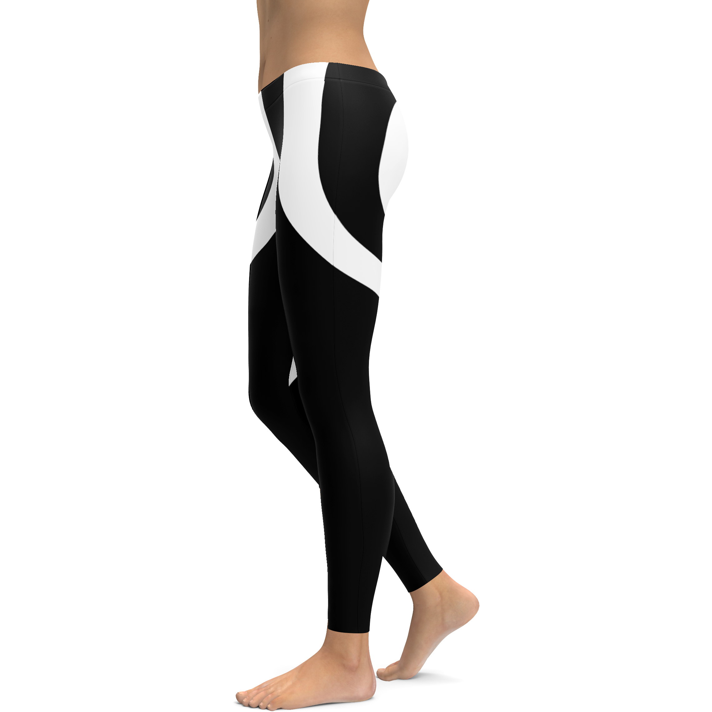 Womens Workout Yoga White Heart Shaped White/Black Leggings | Gearbunch.com