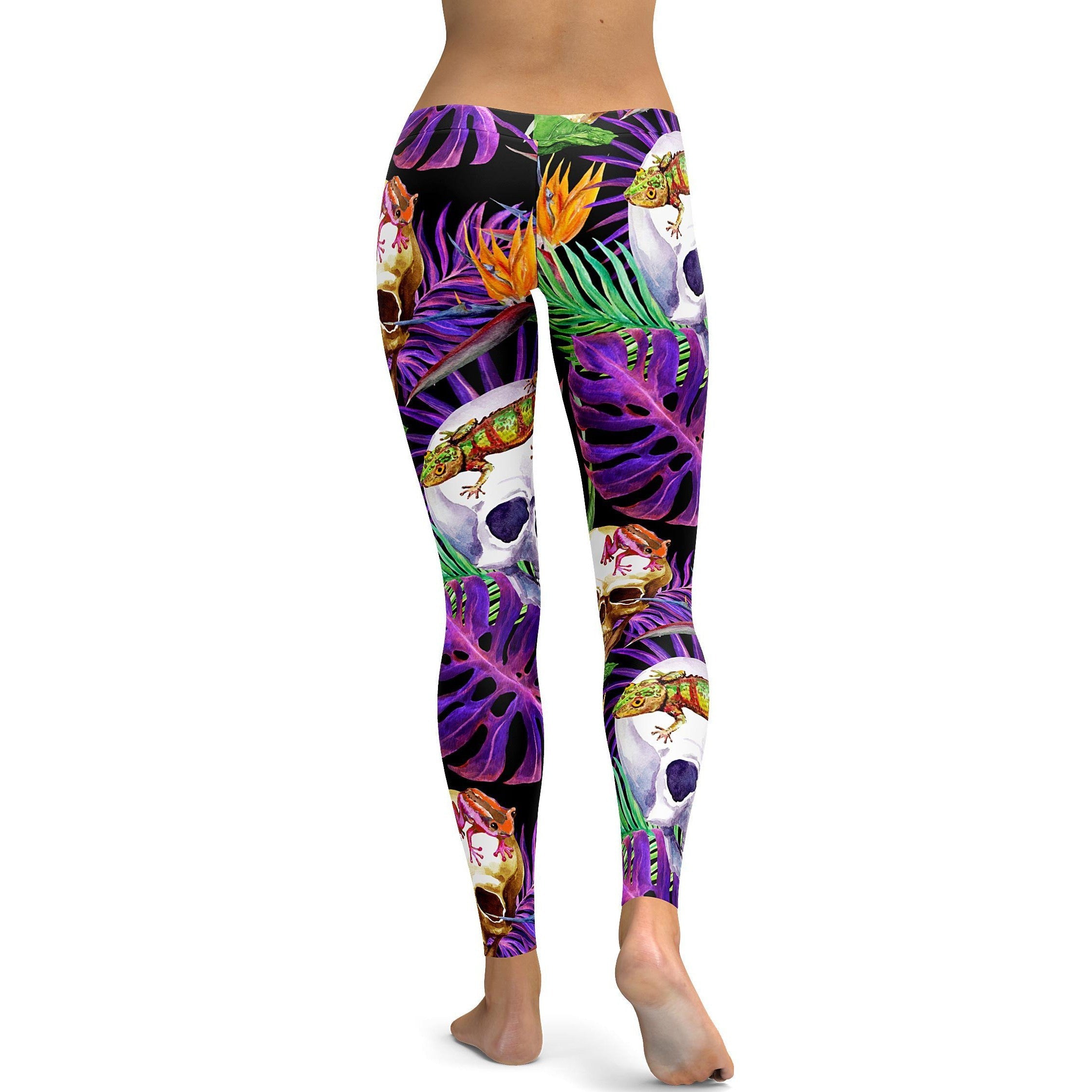 Tropical Skull Leggings - GearBunch Leggings / Yoga Pants