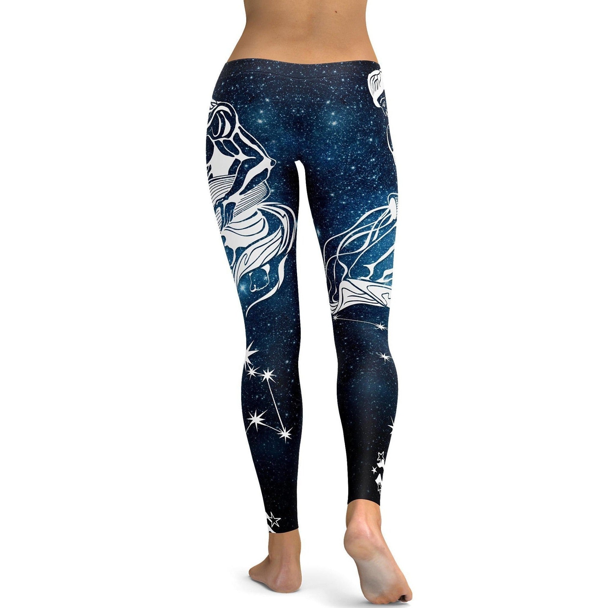 Womens Workout Yoga Aquarius Leggings Black/White | Gear Bunch